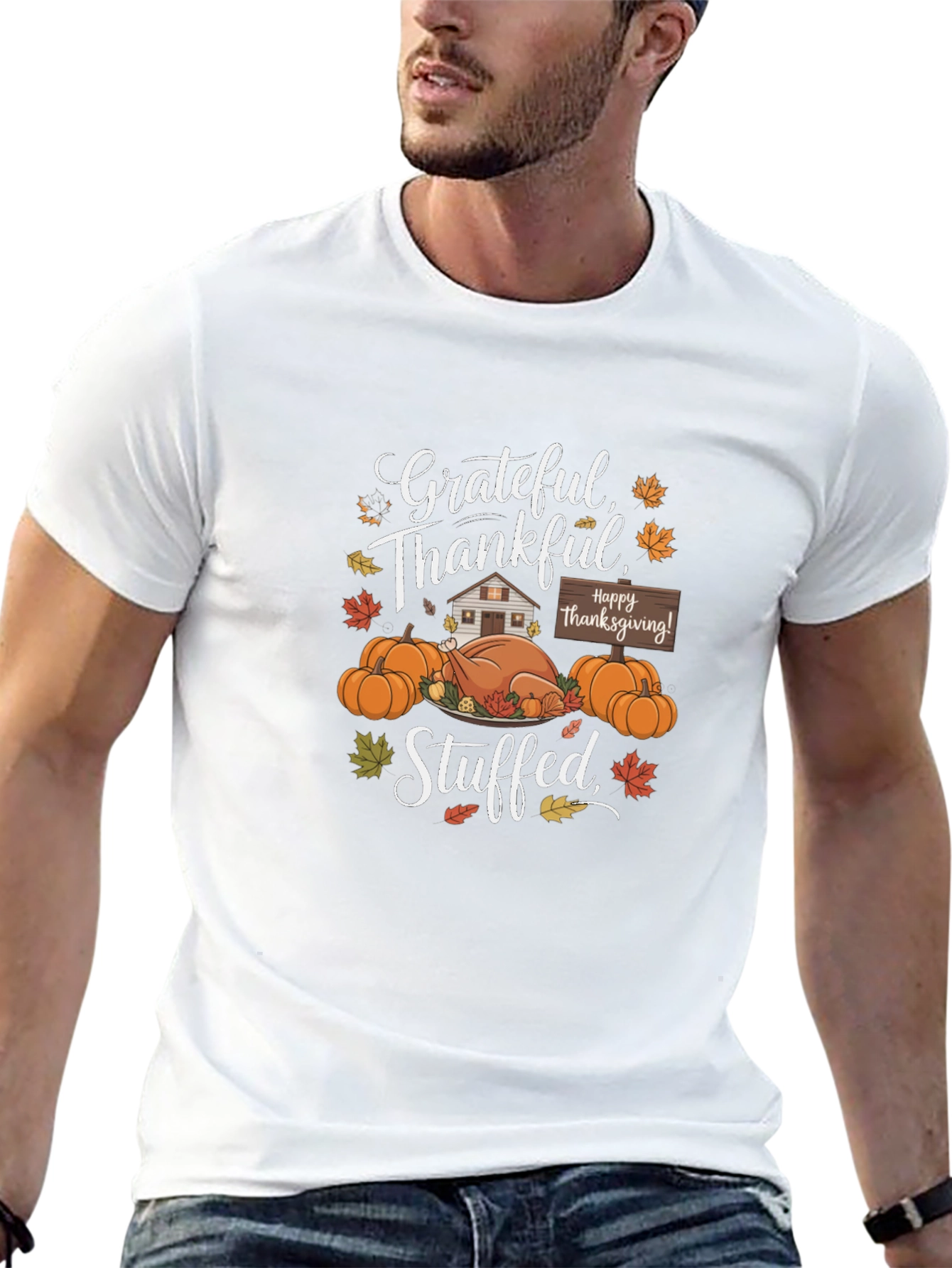 Grateful Thankful Stuffed Thanksgiving T-Shirt
