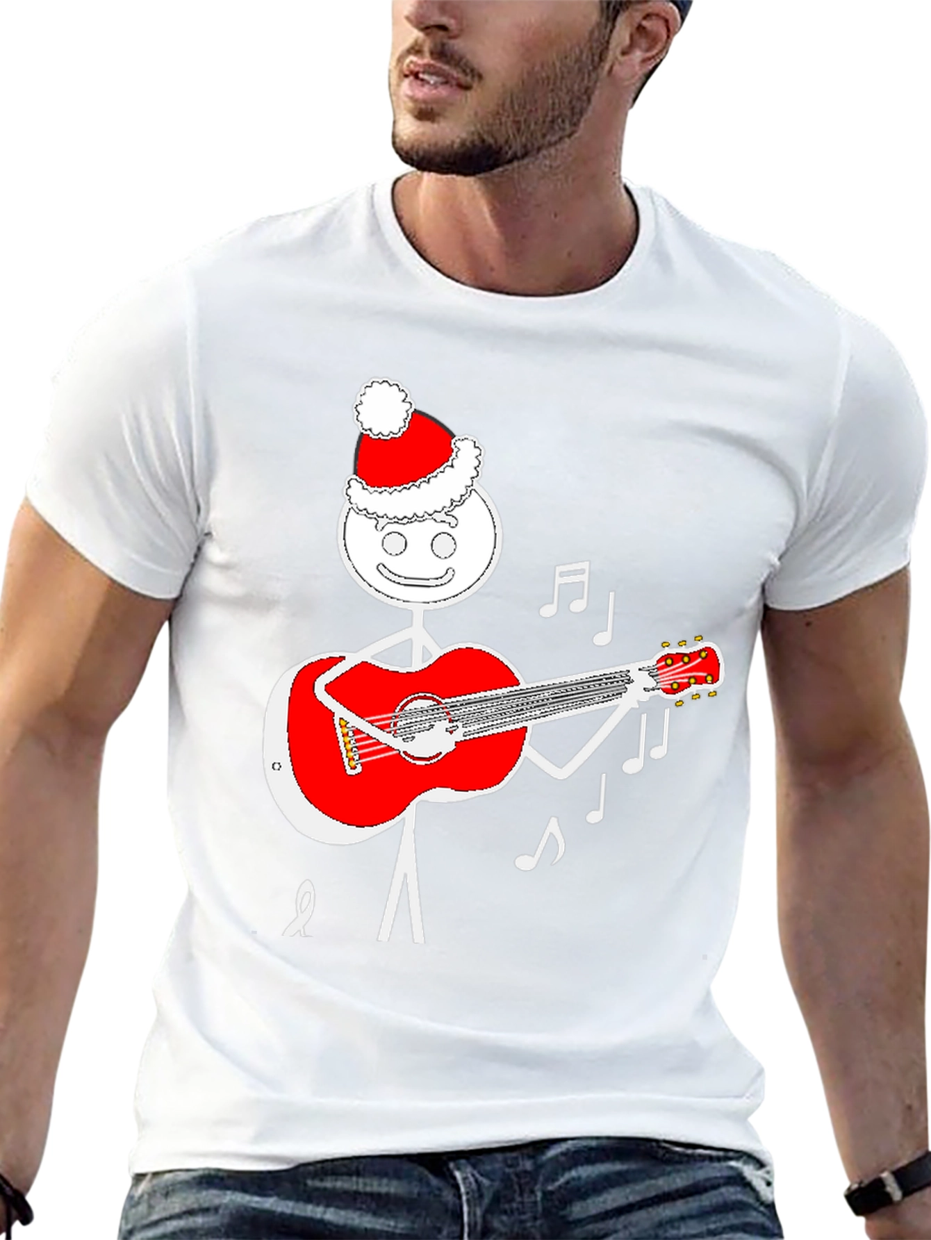 Festive Stick Figure Guitarist T-Shirt