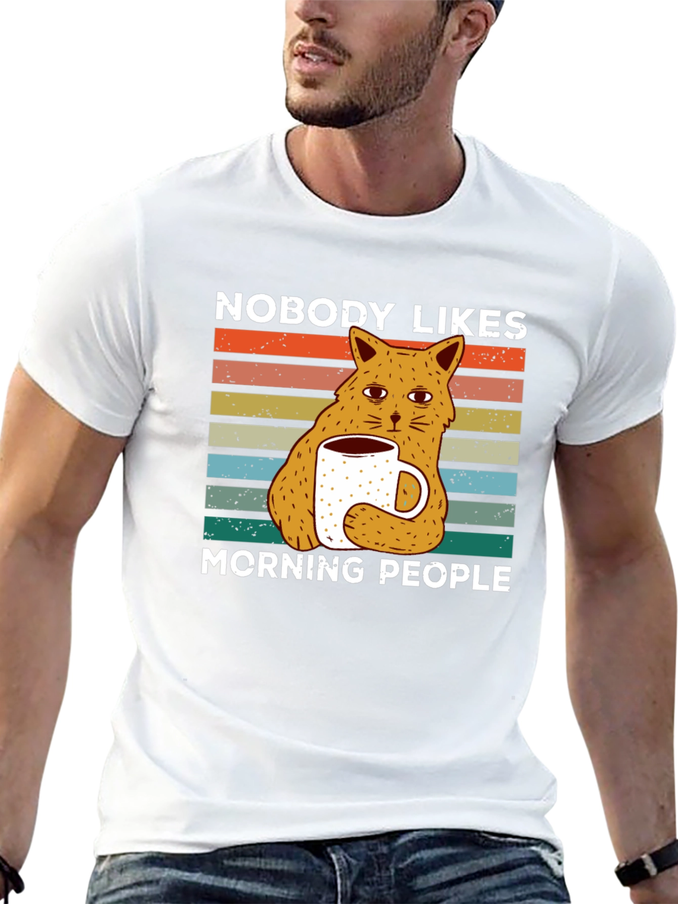 Nobody Likes Morning People Cat T-Shirt
