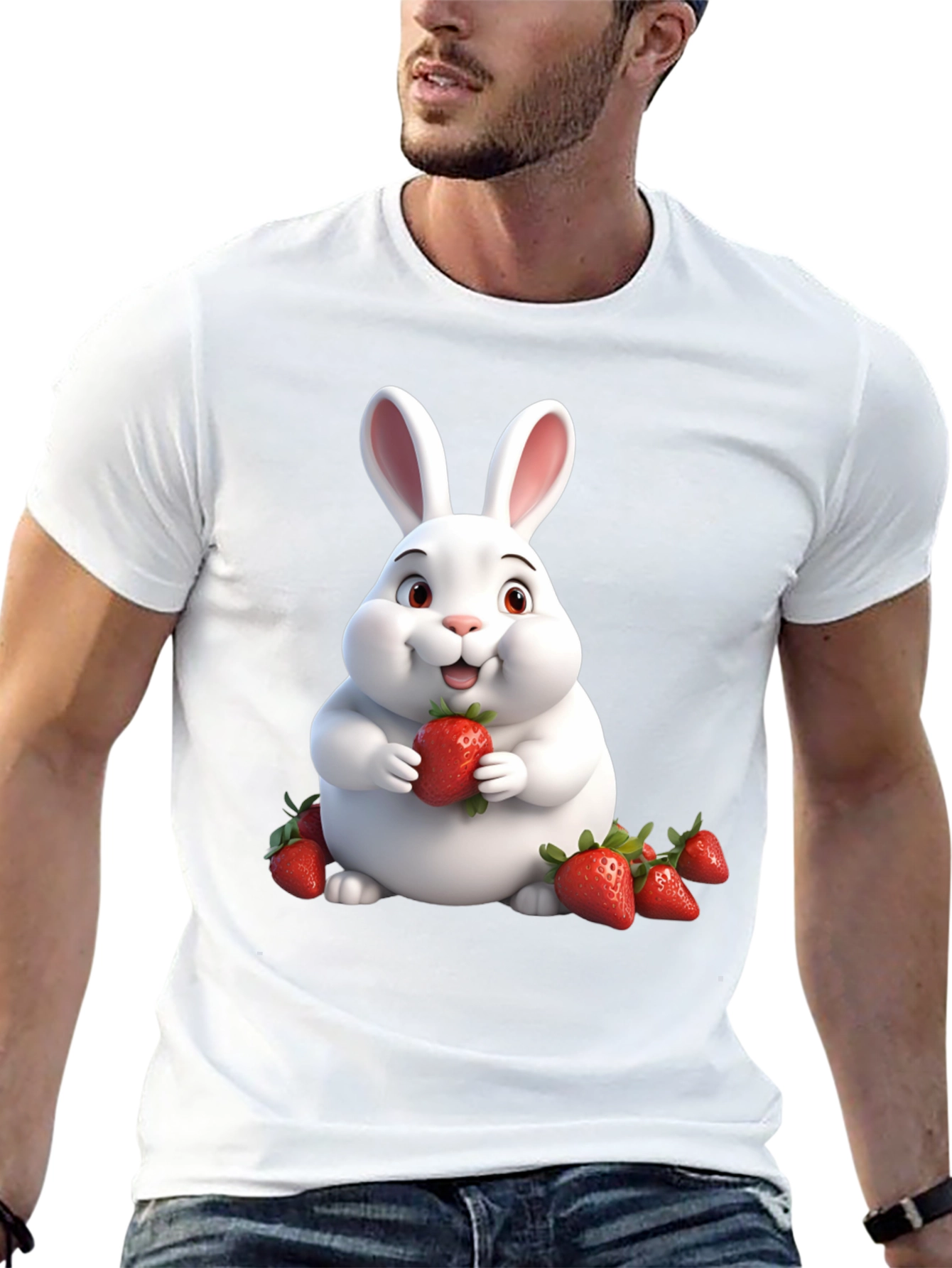 Bunny Eating Strawberries Graphic Tee