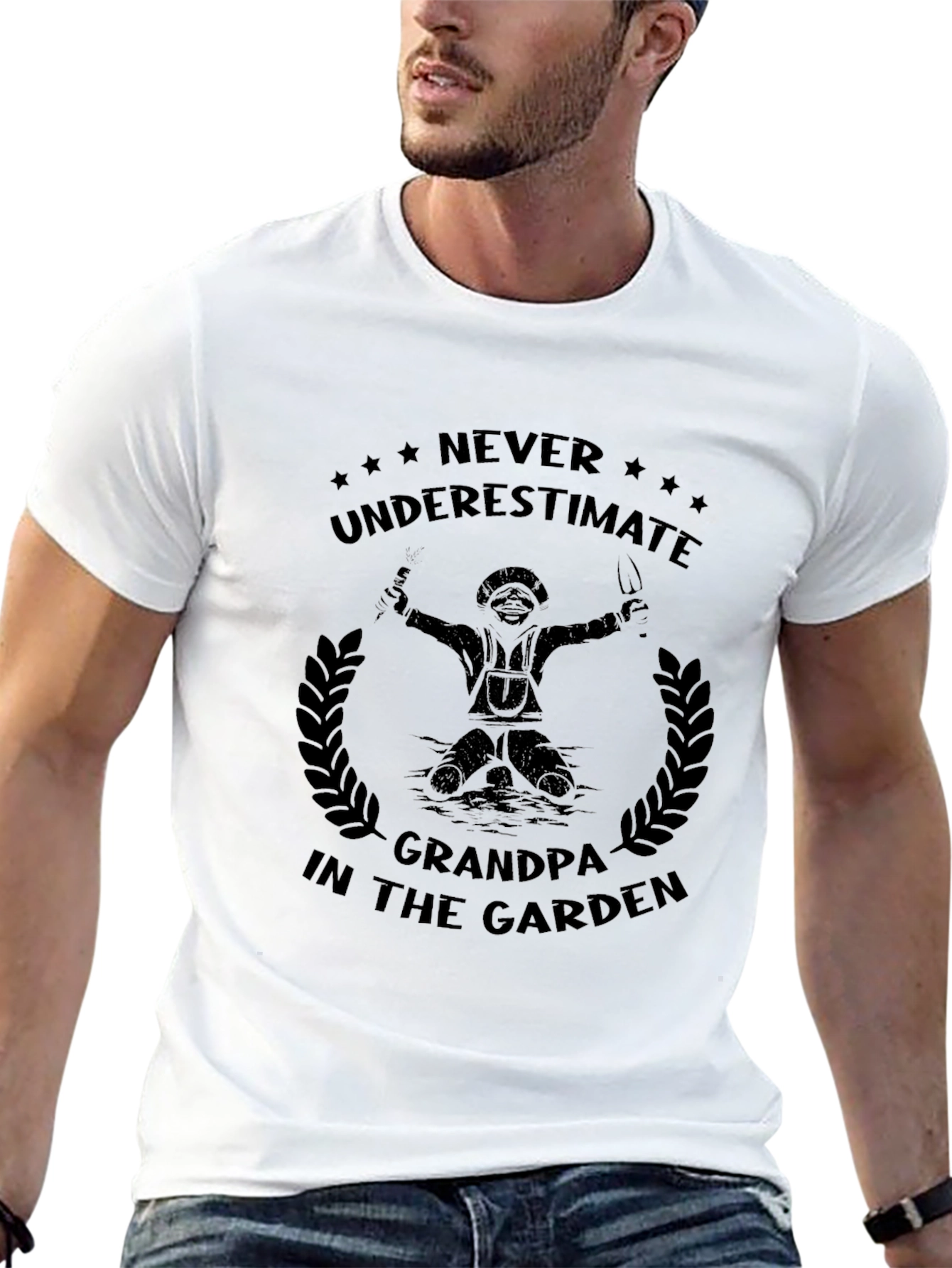 Grandpa in the Garden Black T-Shirt