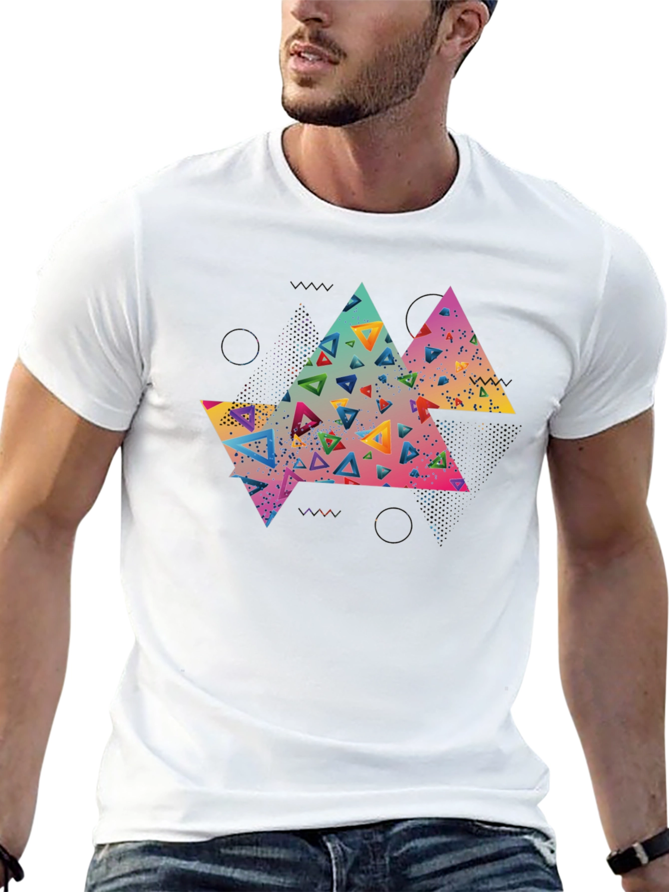 Abstract Triangle Graphic Tee - Black