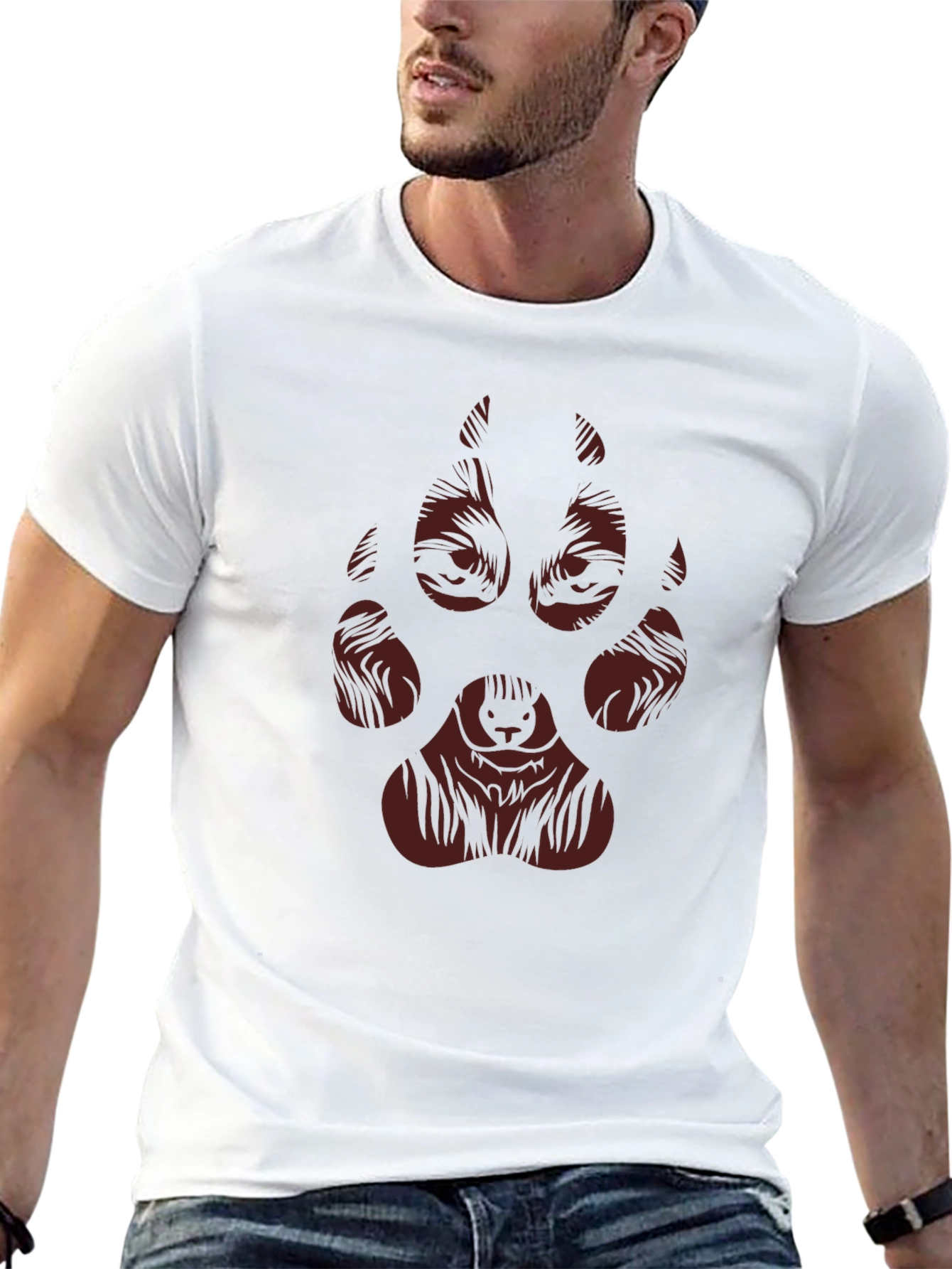 Wolf Paw Print Graphic Tee - Black