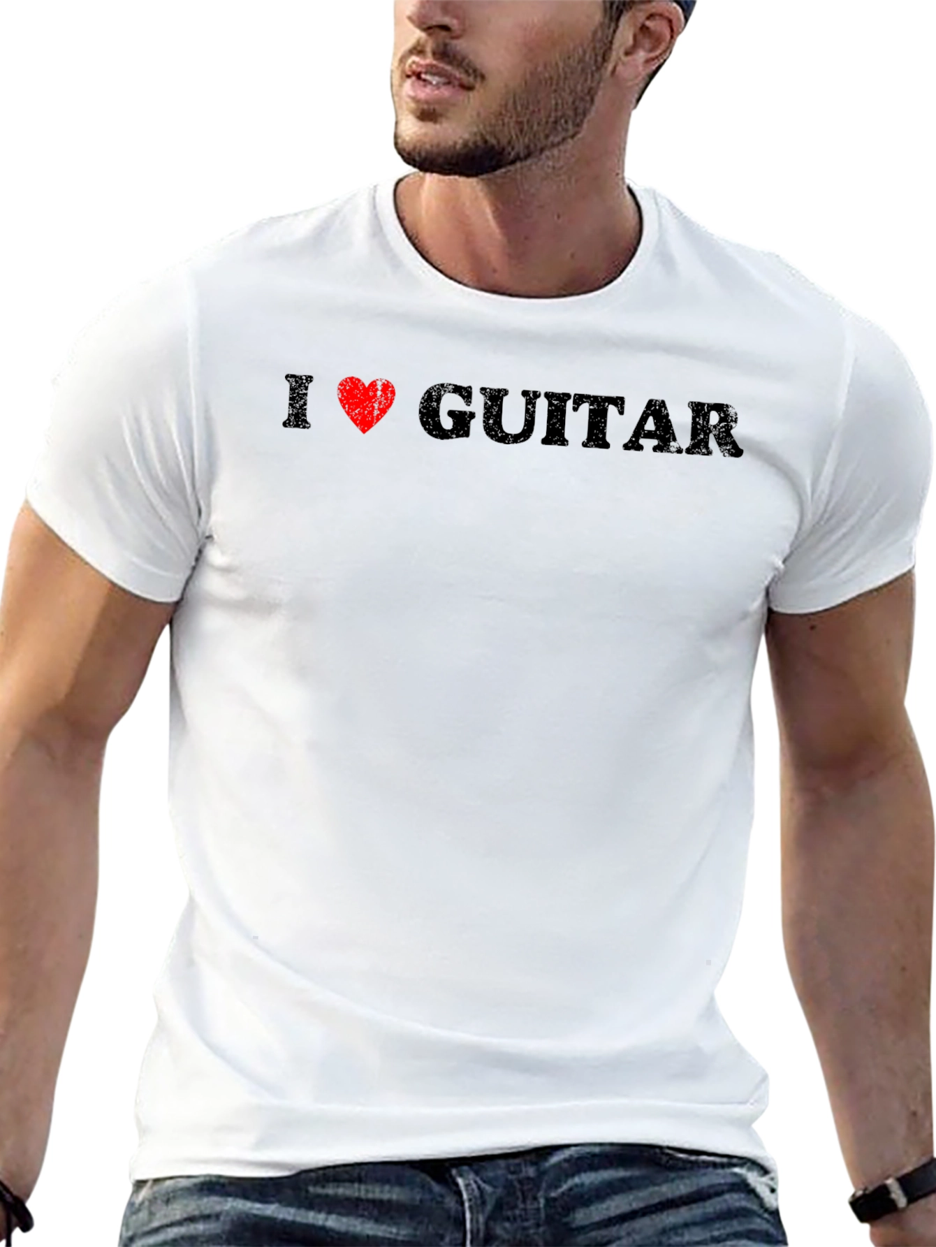 I Love Guitar Black T-Shirt