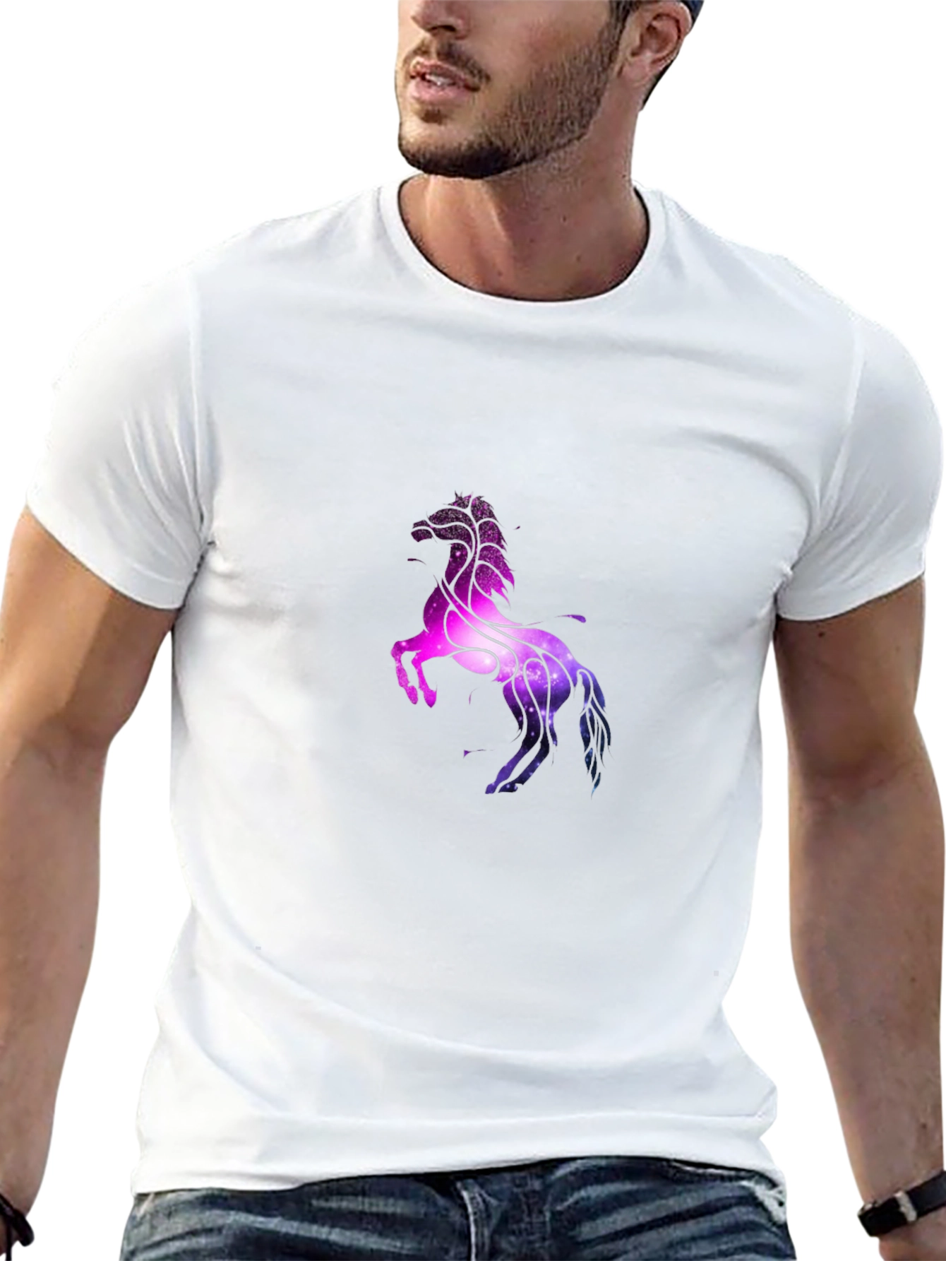 Cosmic Horse Graphic T-Shirt - Black
