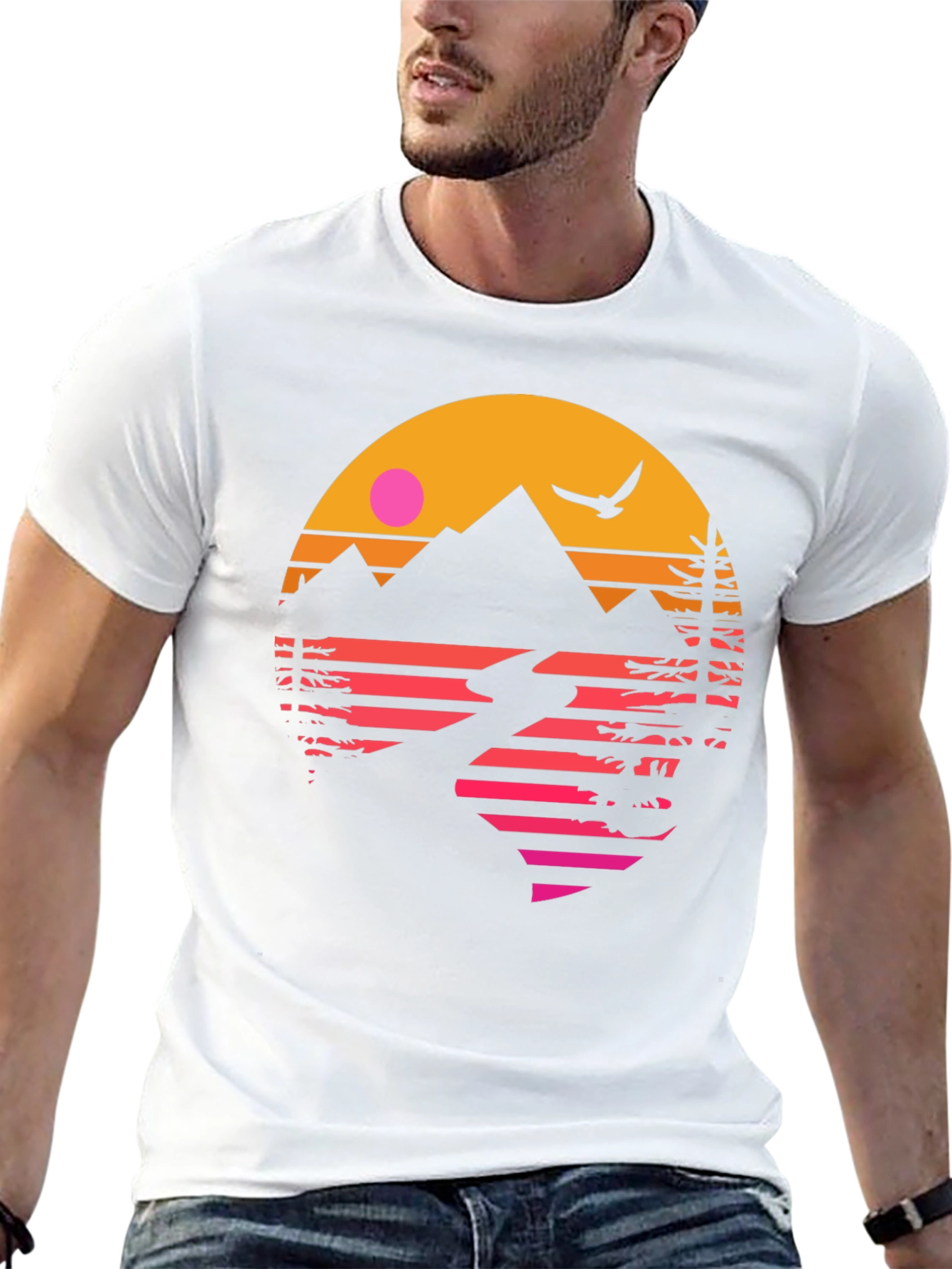 Retro Sunset Mountain Graphic Tee