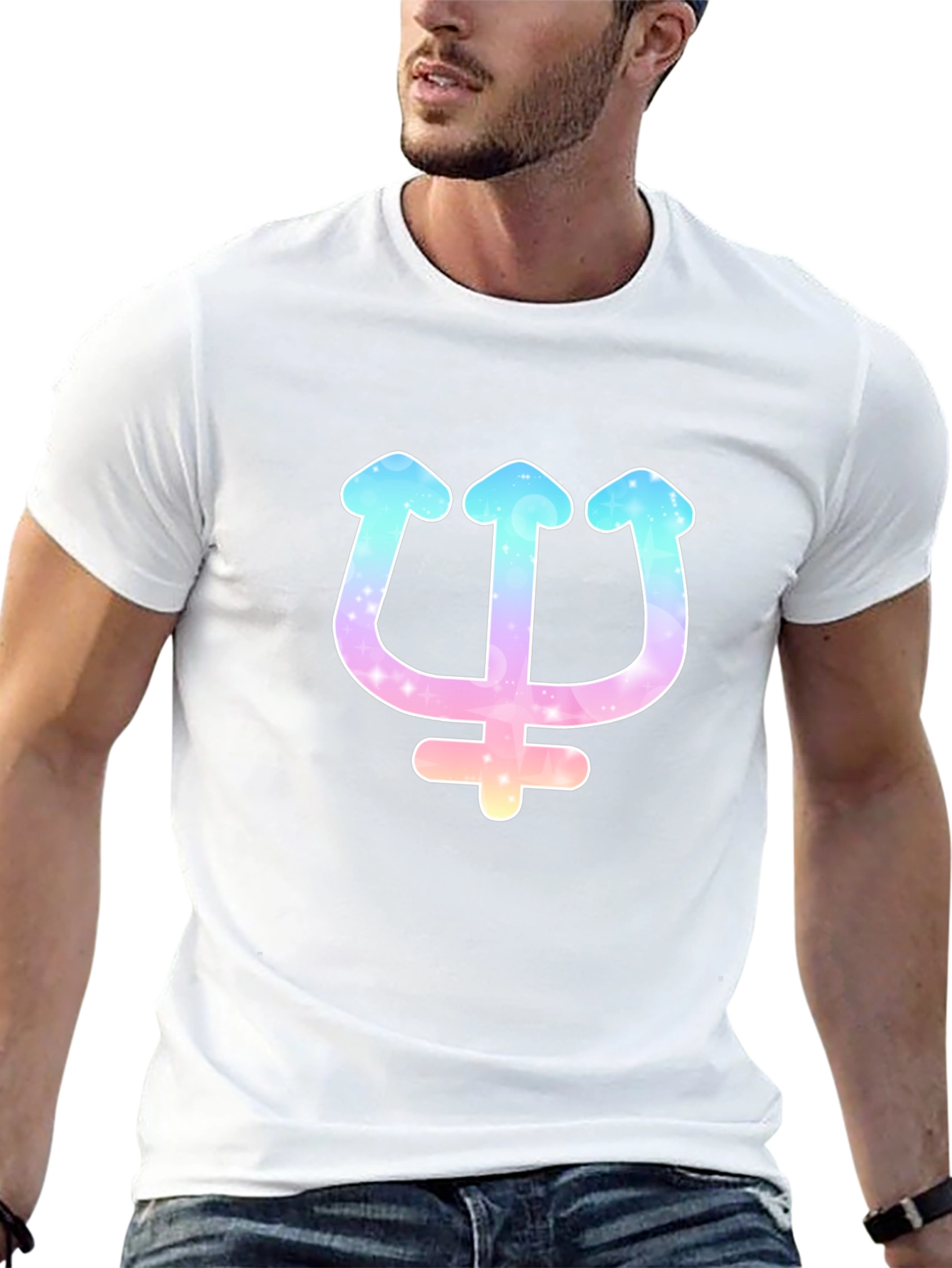 Neptune Trident Graphic T-Shirt - Galaxy Design