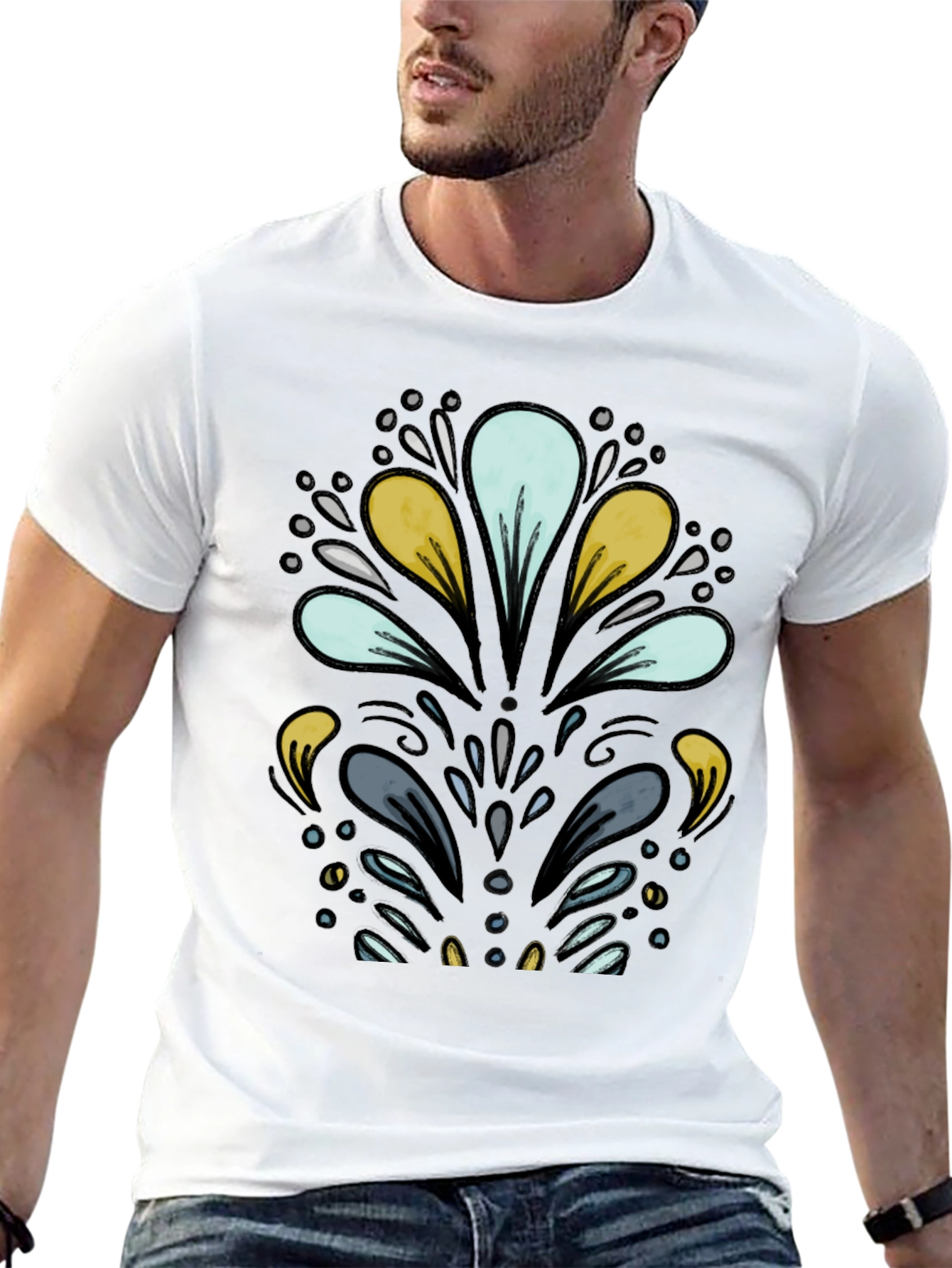 Abstract Floral Black T-Shirt