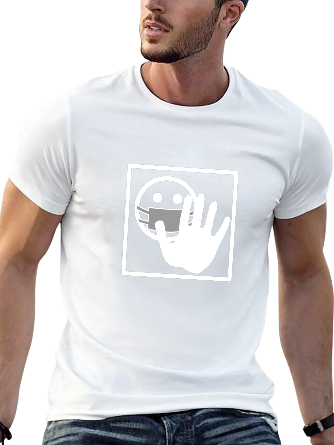 Masked Emoji Graphic Black T-Shirt