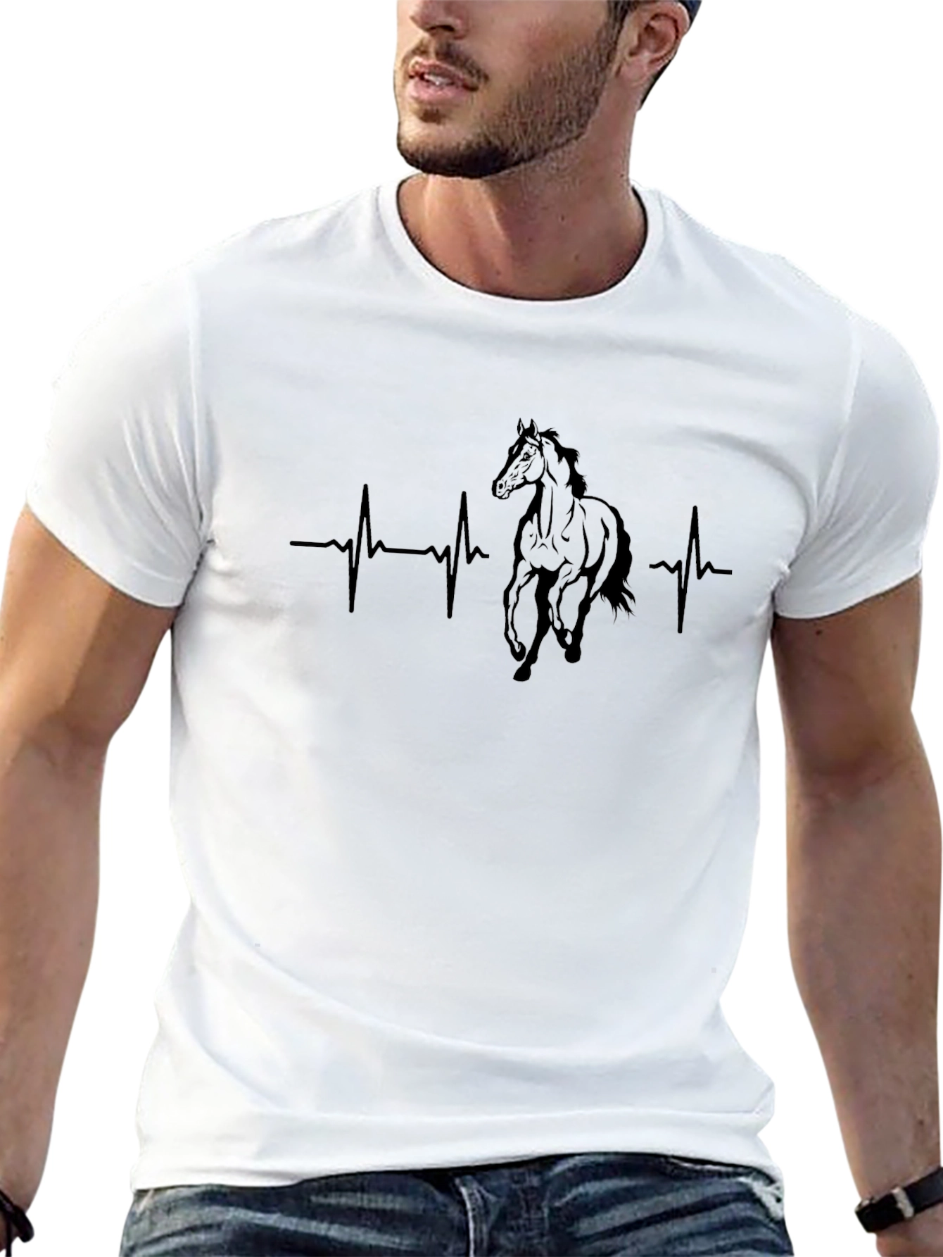Horse Heartbeat Graphic Tee - Black T-Shirt