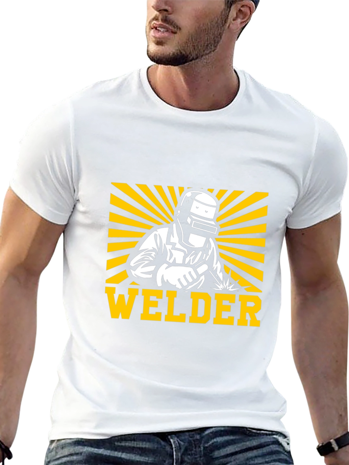 Welder Graphic Black T-Shirt - Cool Design