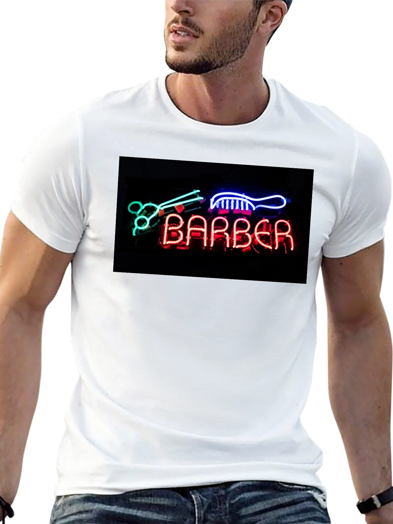 Barber Shop Neon Sign Graphic Tee