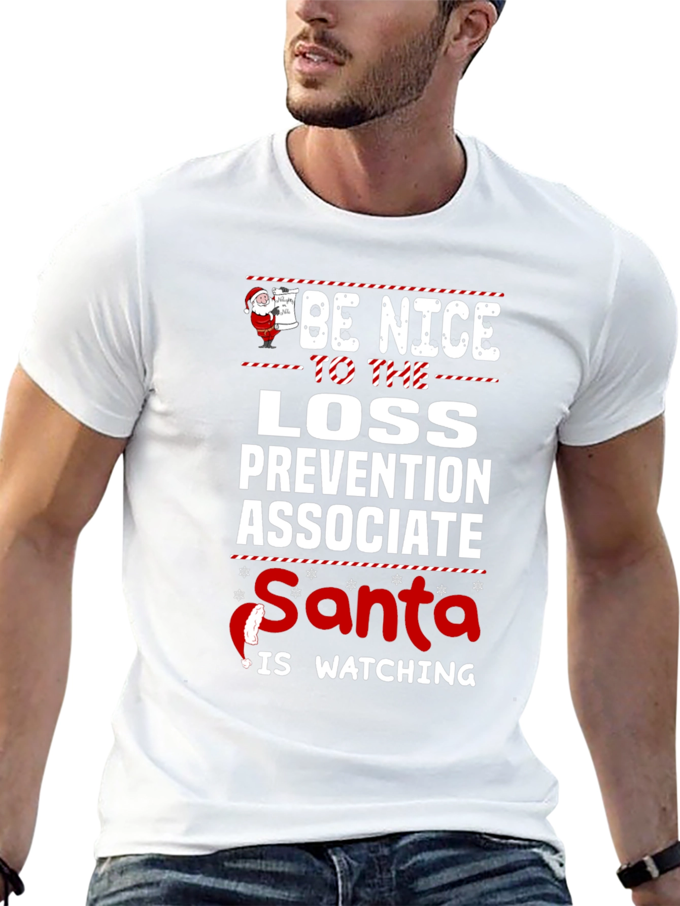Be Nice to Loss Prevention Associate Santa Watching T-Shirt