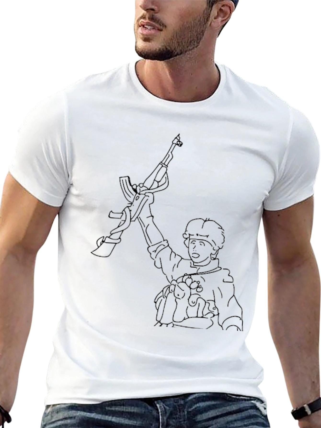 Graphic Tee - Animated Figure with Rifle