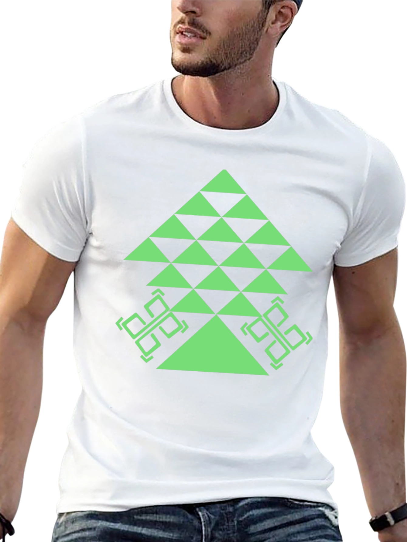 Geometric Tree Graphic Tee - Black Casual T-Shirt