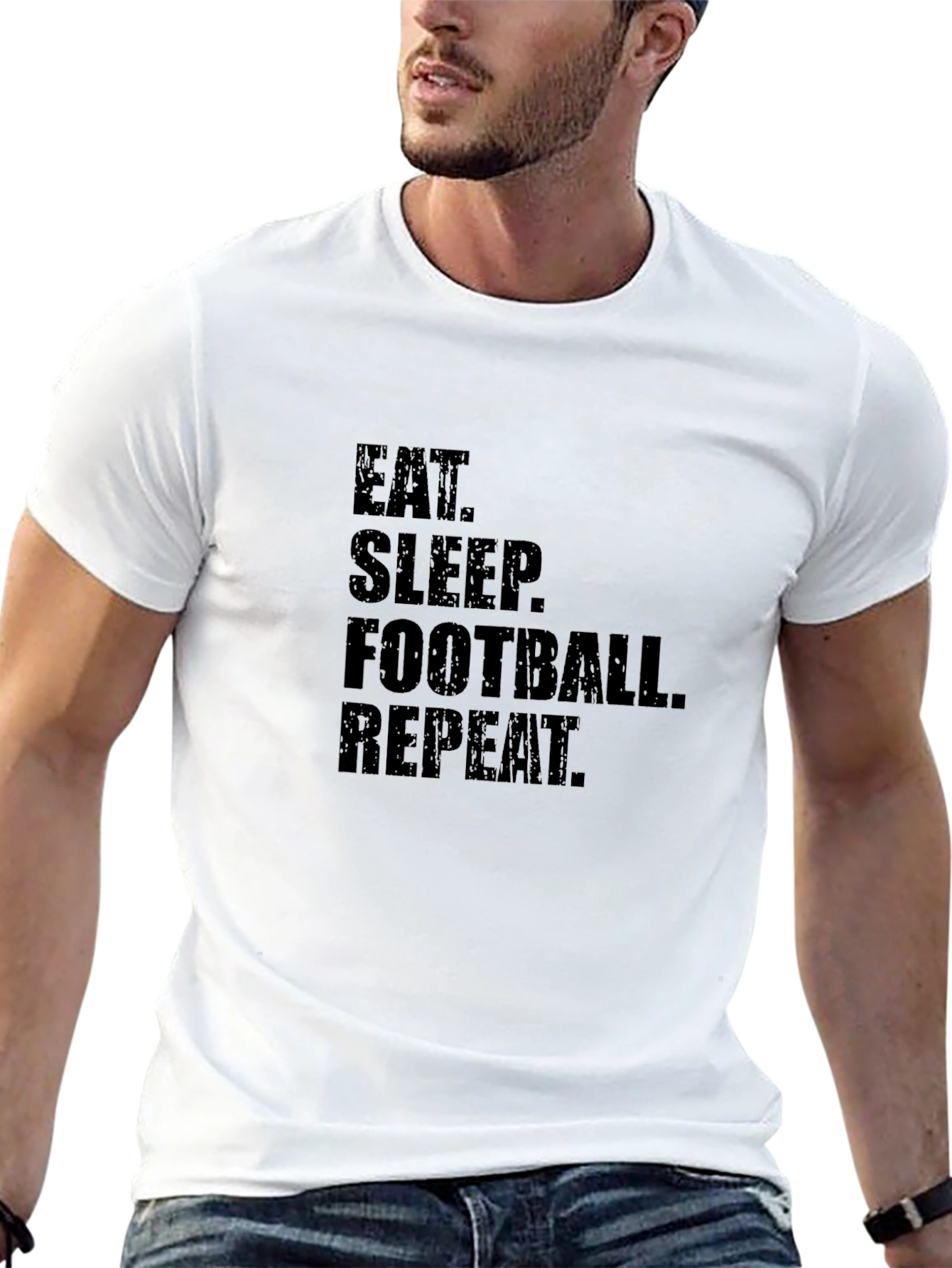 Eat Sleep Football Repeat Black T-Shirt