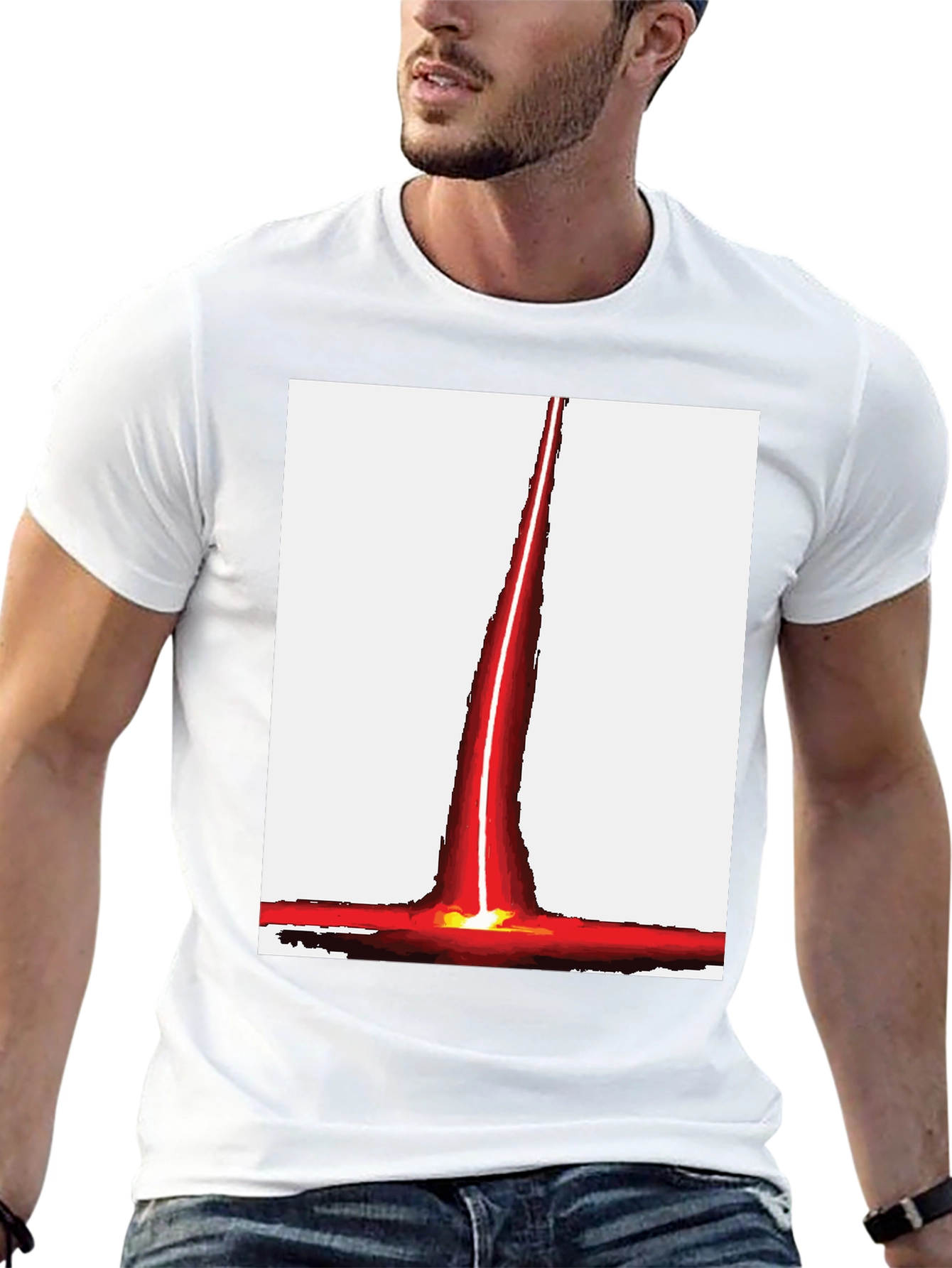Red Beam Graphic Tee - Unique Design