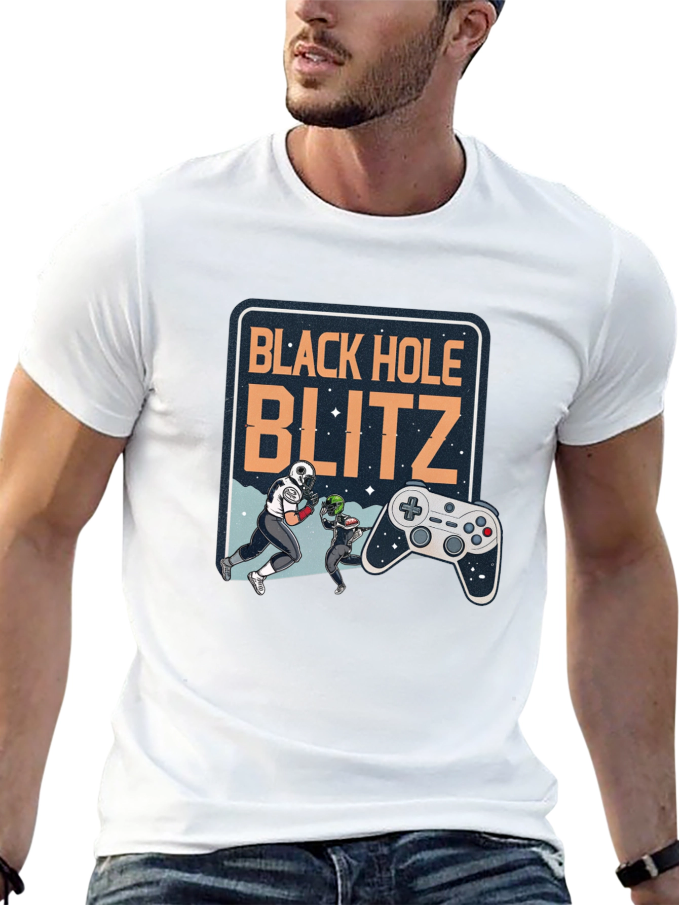 Black Hole Blitz T-Shirt: Football Gamer Style