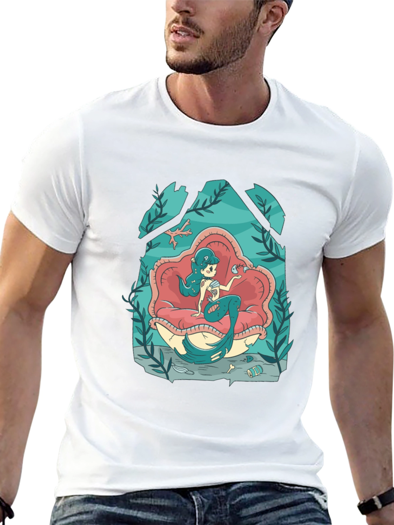 Mermaid in Shell T-Shirt - Unique Graphic Tee