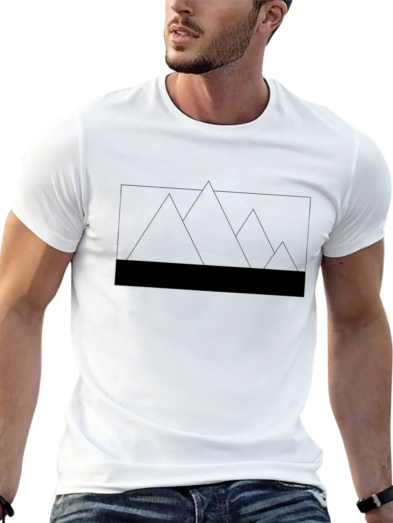 Minimalist Mountain Graphic Tee - Black