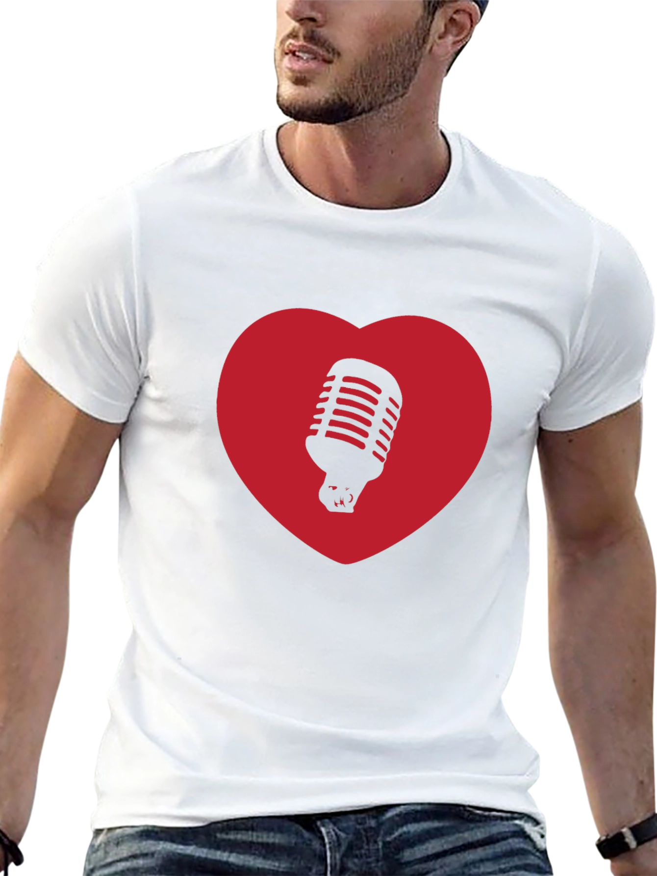 Retro Mic Heart T-Shirt - Music Lover Tee