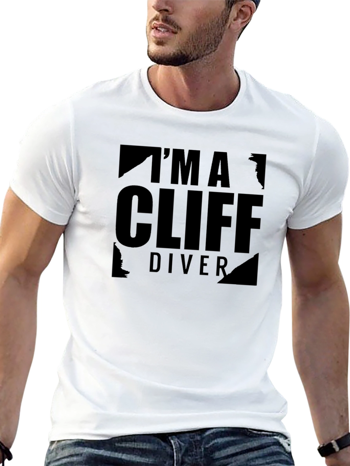 Cliff Diver Graphic Tee - Black Cotton T-Shirt
