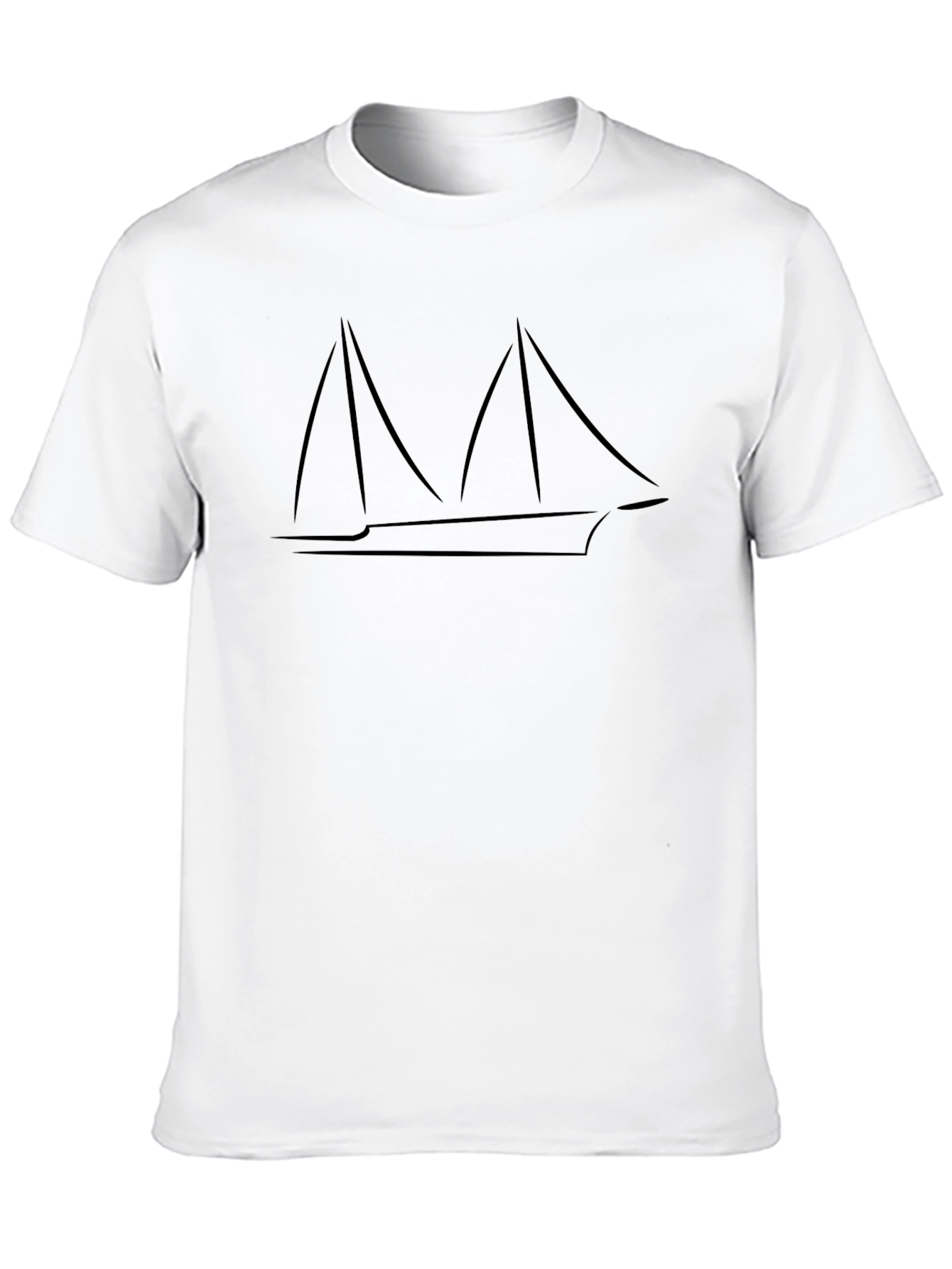 Minimalist Sailboat Graphic Black T-Shirt