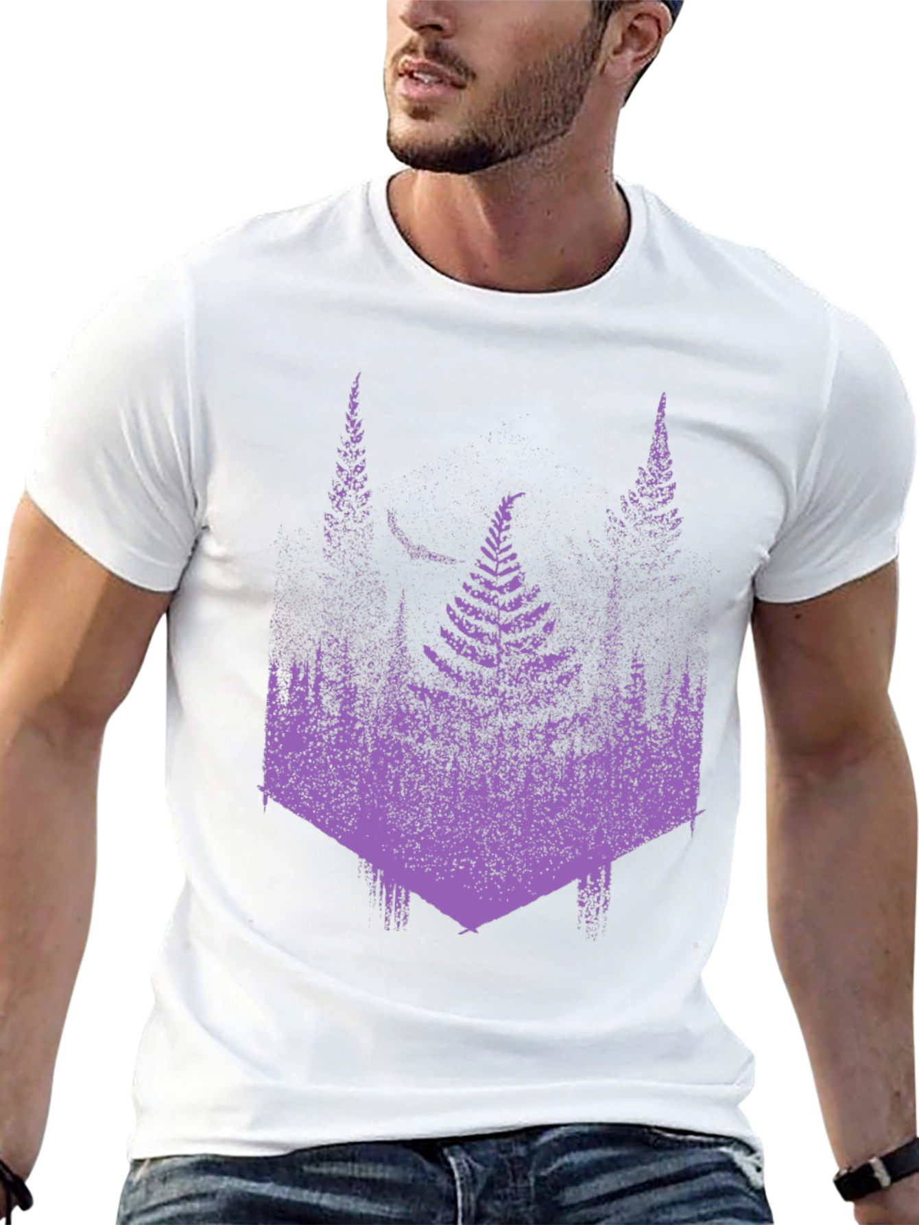 Fern Forest Print Graphic Tee - Black