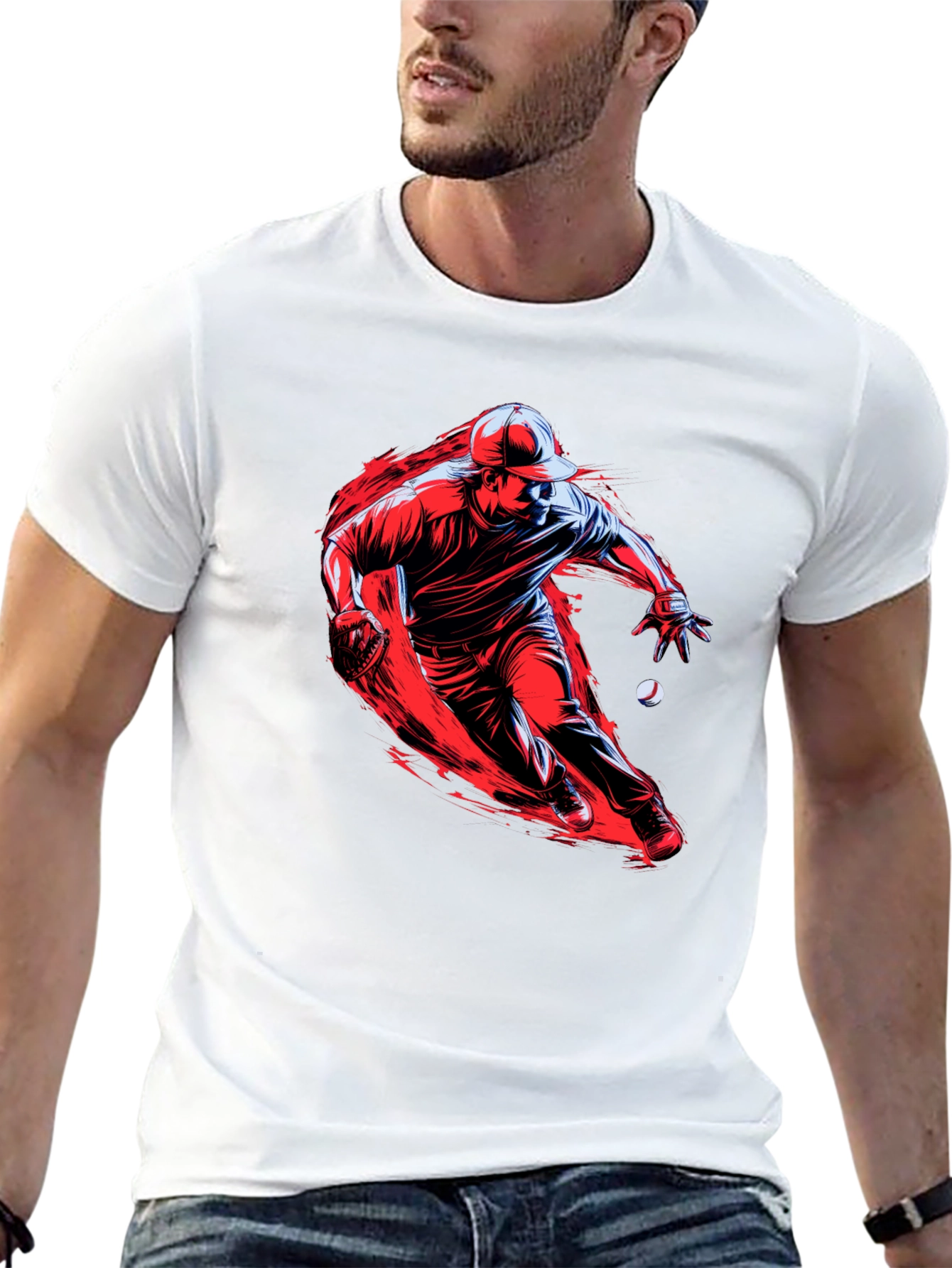 Baseball Player Graphic T-Shirt