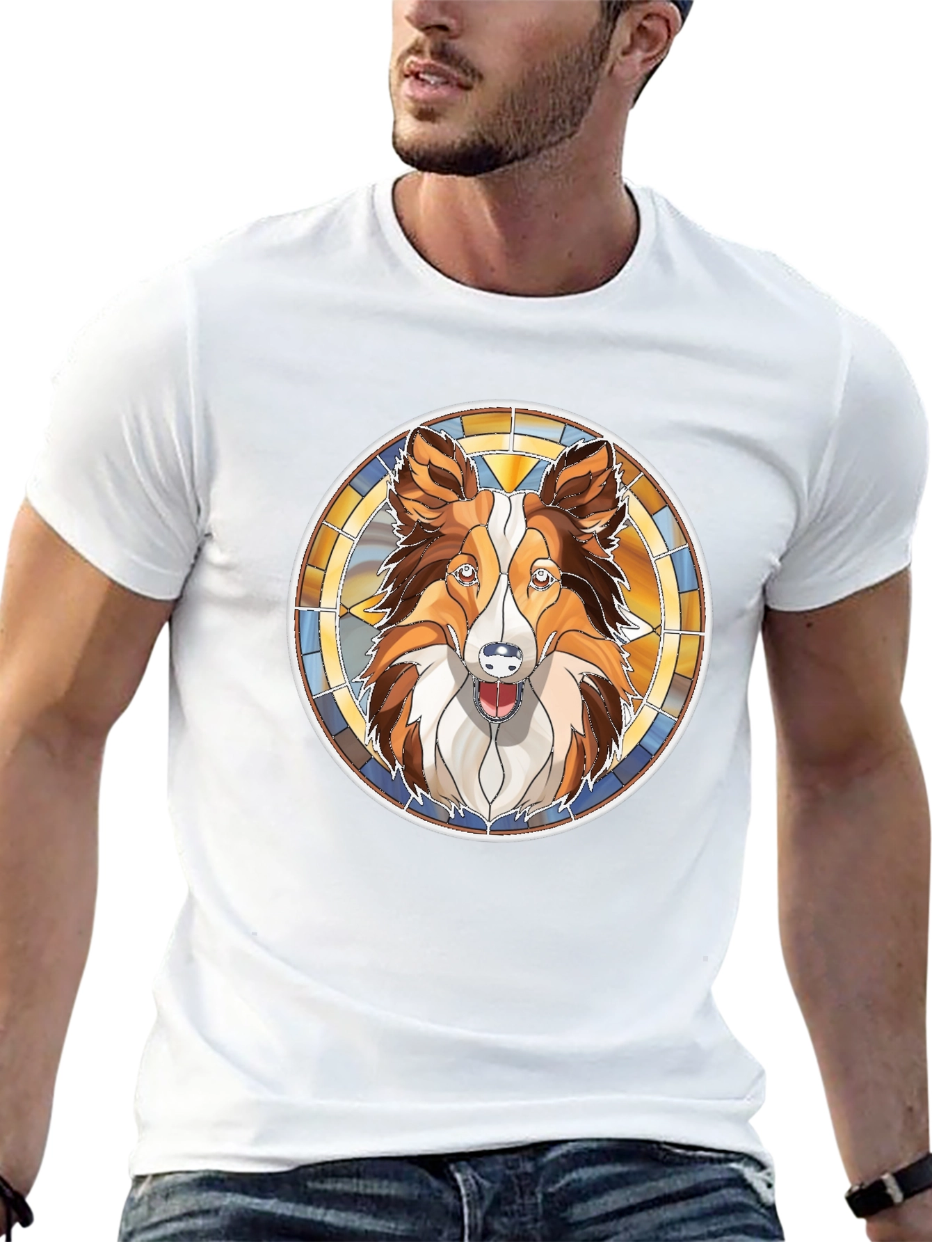 Dog Lovers Stained Glass Style Graphic Tee