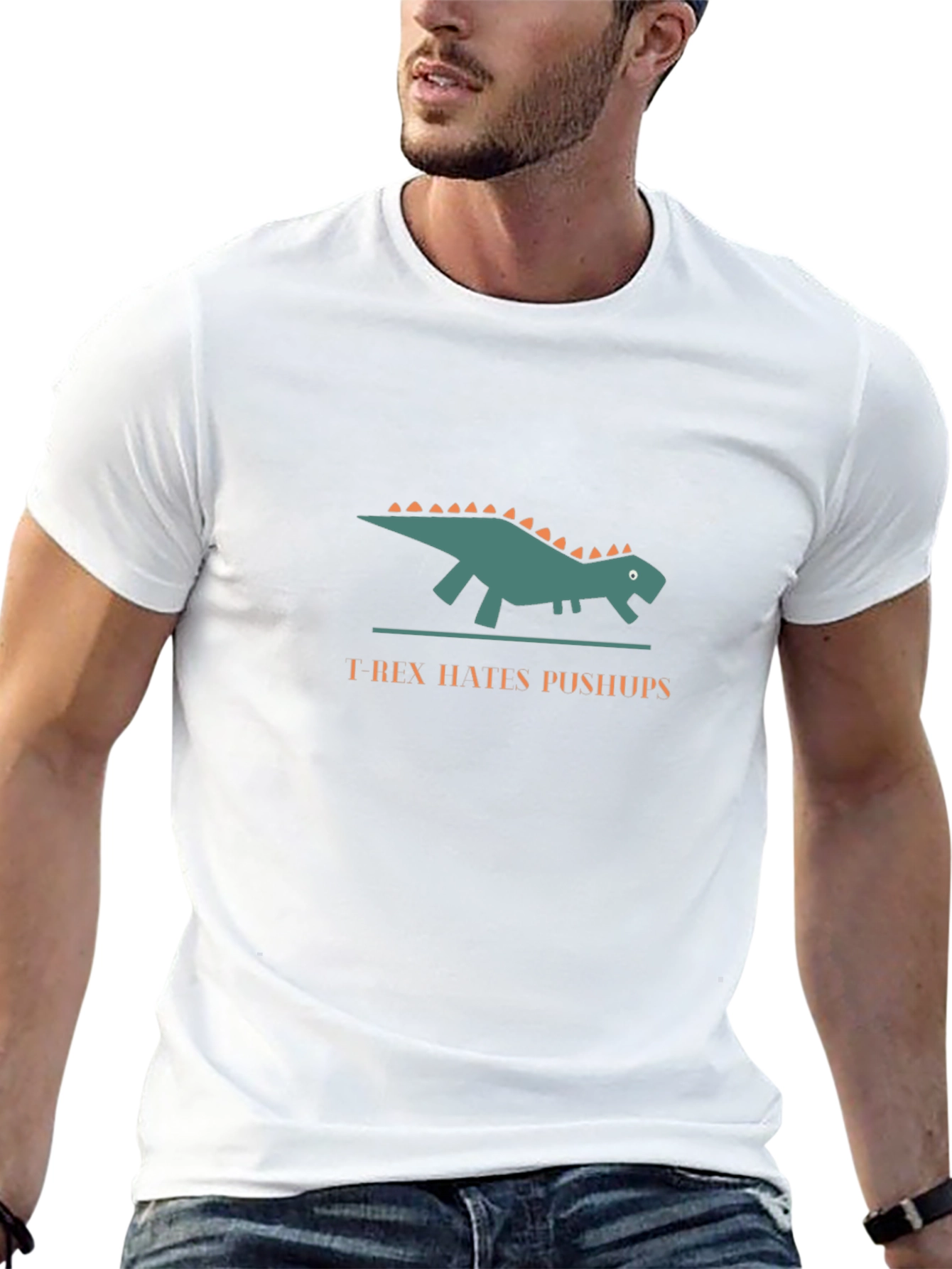 T-Rex Hates Pushups Graphic Black T-Shirt