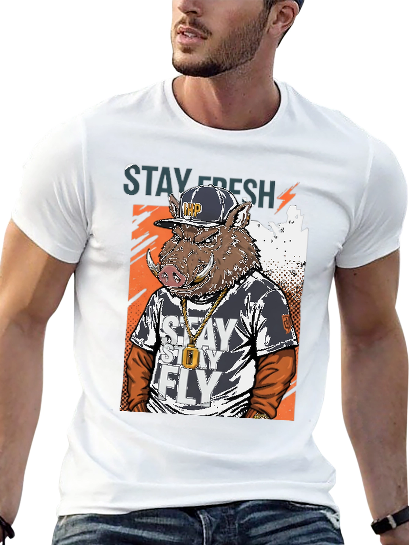 Stay Fresh Boar Graphic Tee - Mens Black T-Shirt
