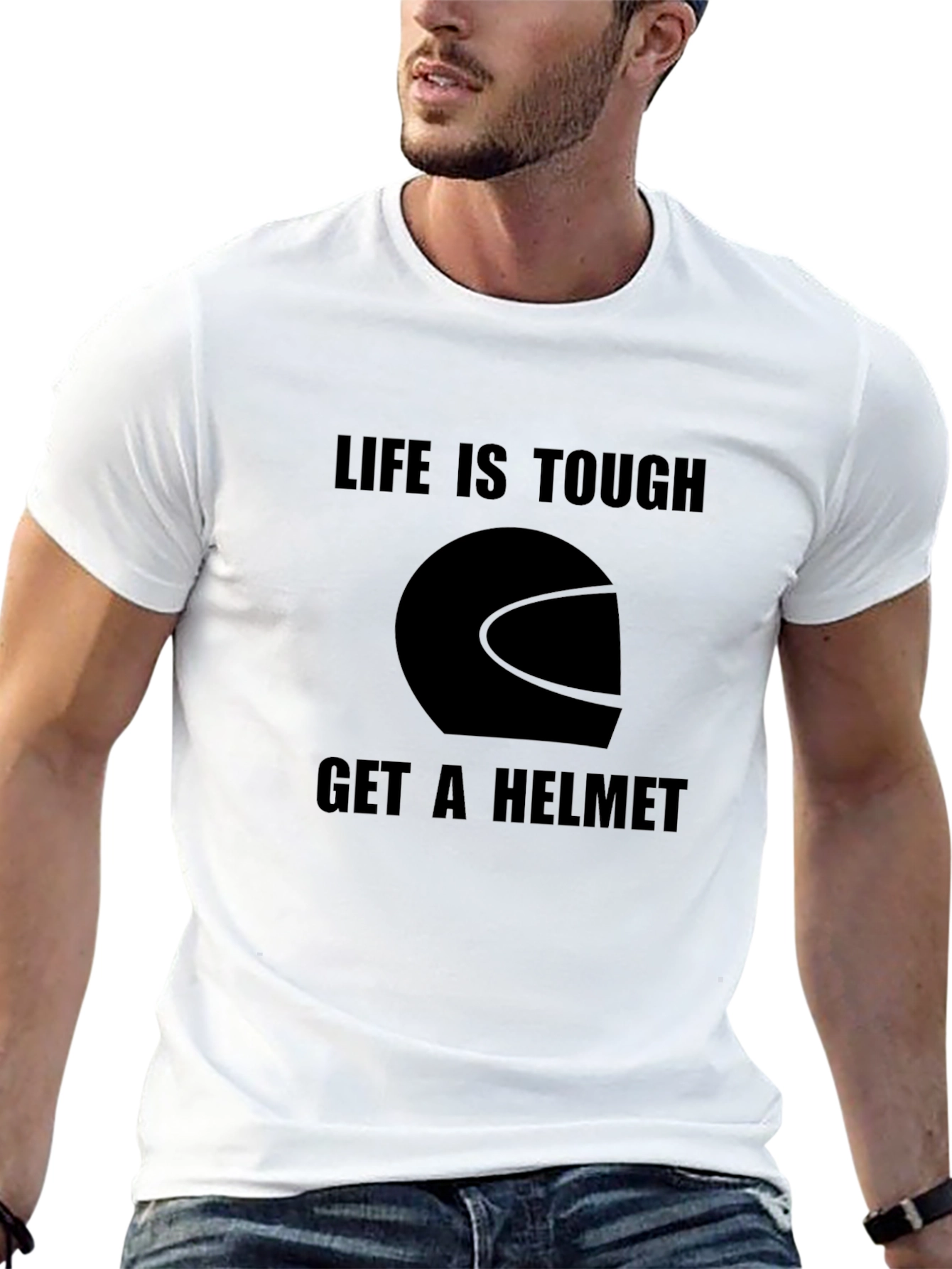 Life Is Tough Get A Helmet Graphic T-Shirt