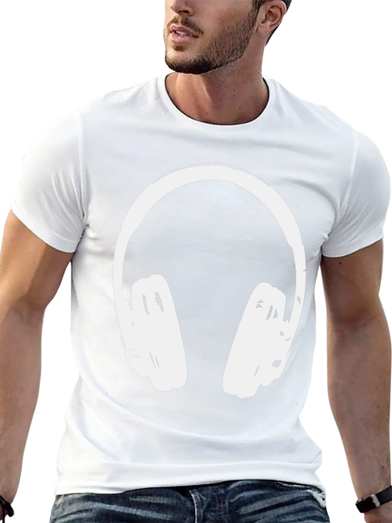 Cool Headphones Graphic Tee - Black Casual Shirt