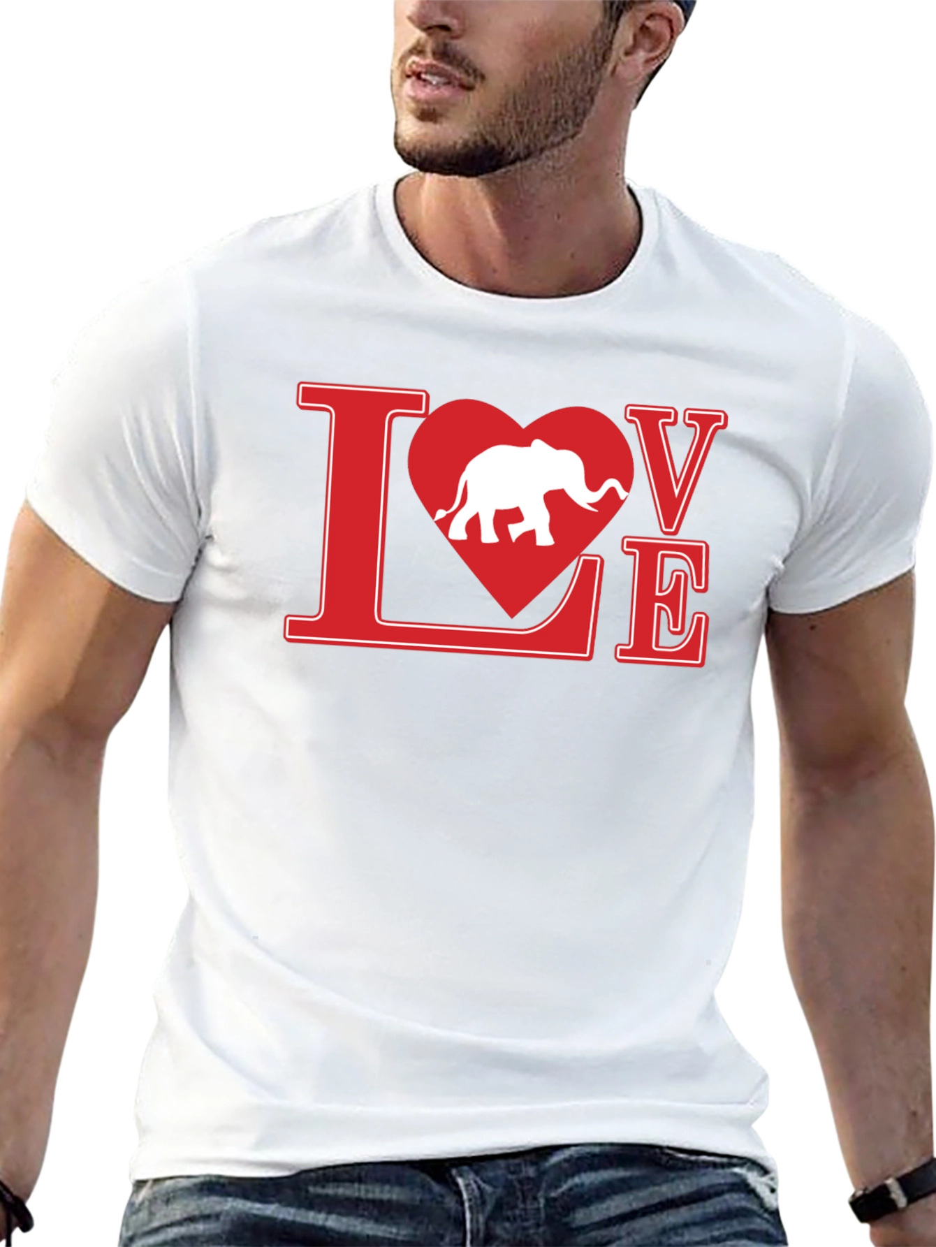 Love Elephant Graphic Tee - Black Cotton T-Shirt