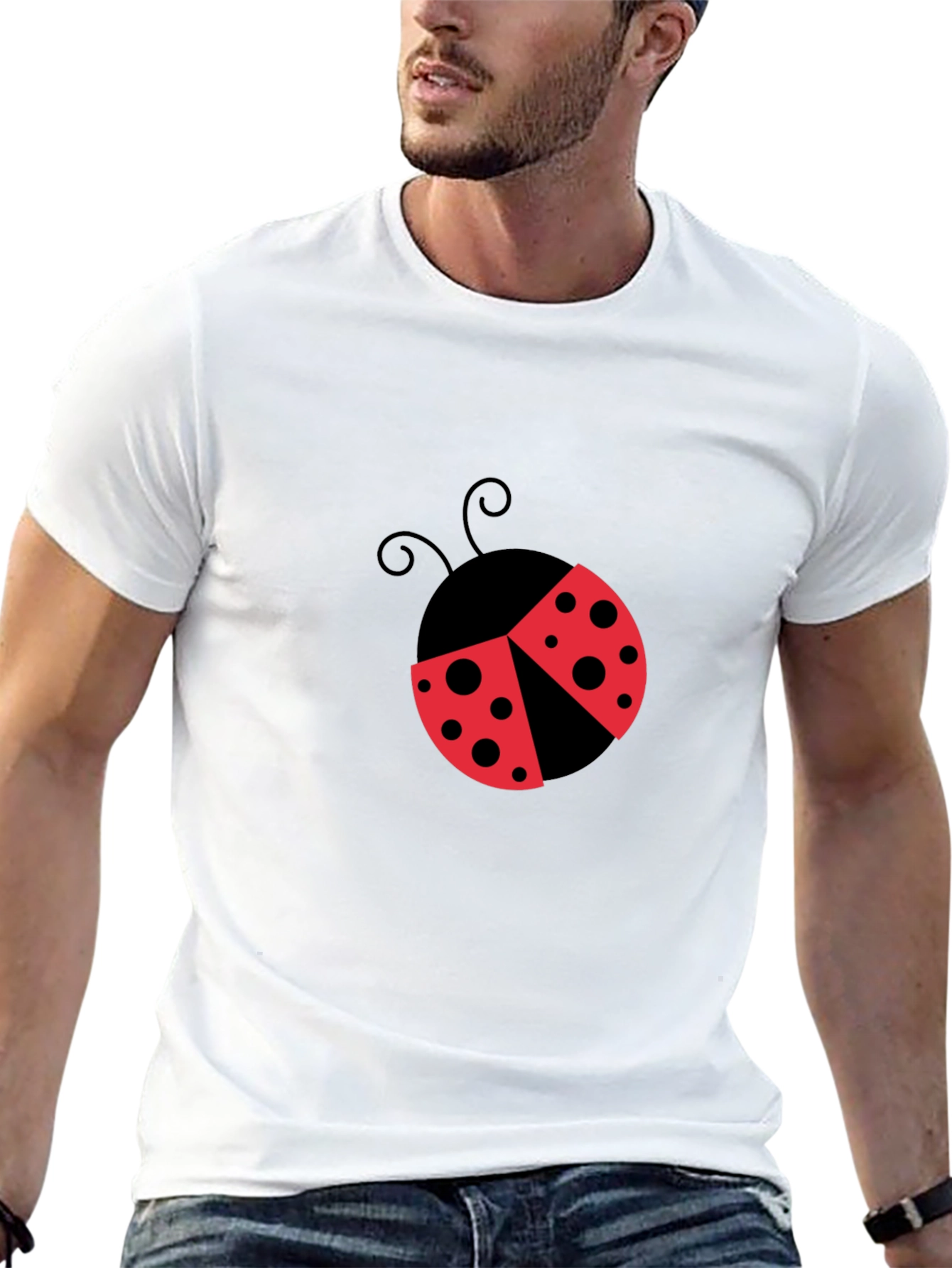 Ladybug Graphic T-Shirt - Black Cotton Blend