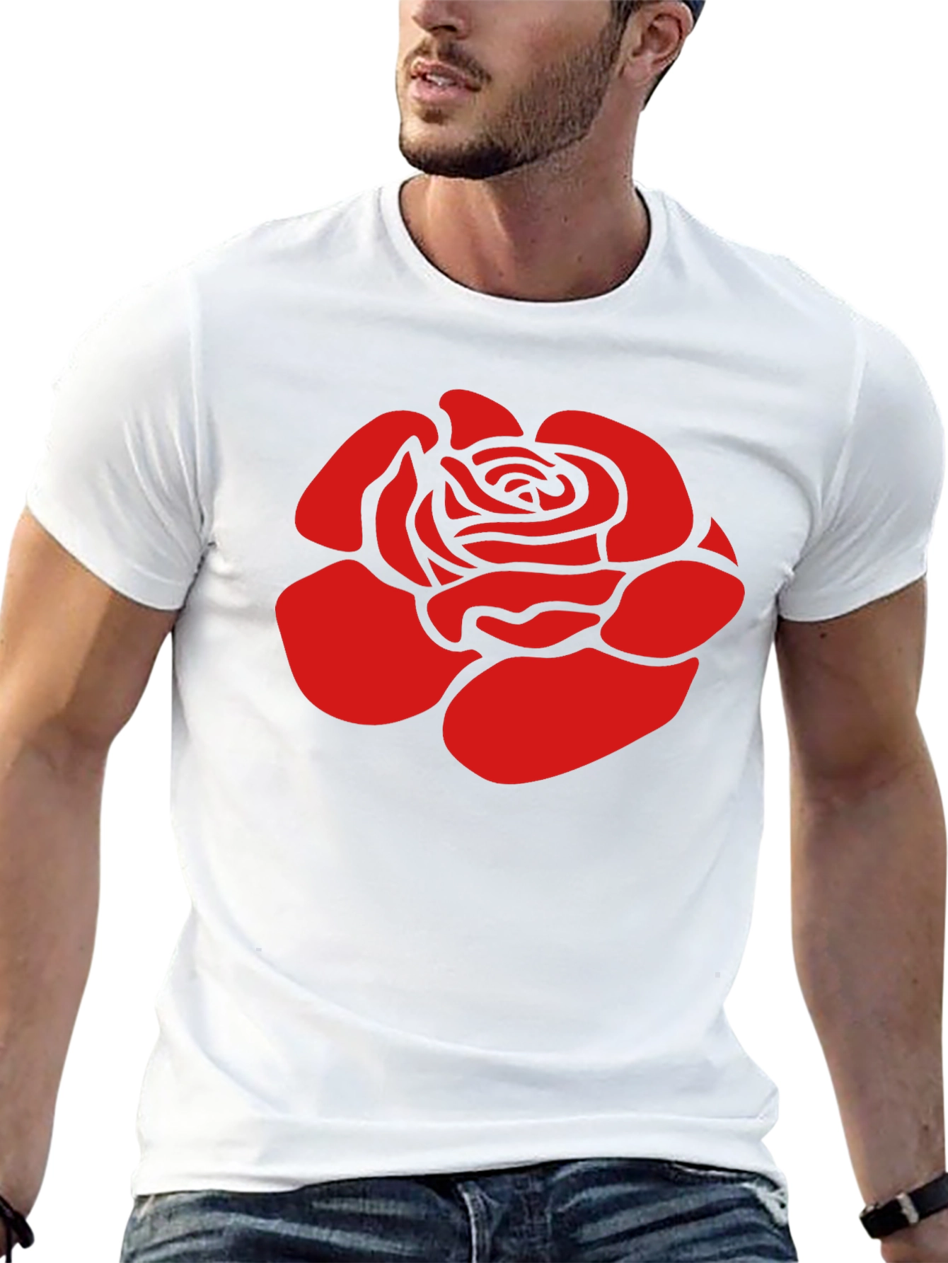 Red Rose Graphic Black T-Shirt