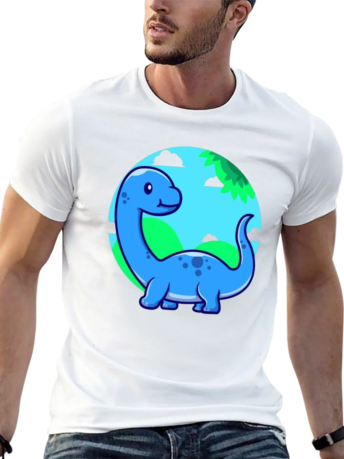 Cute Blue Cartoon Dinosaur T-Shirt