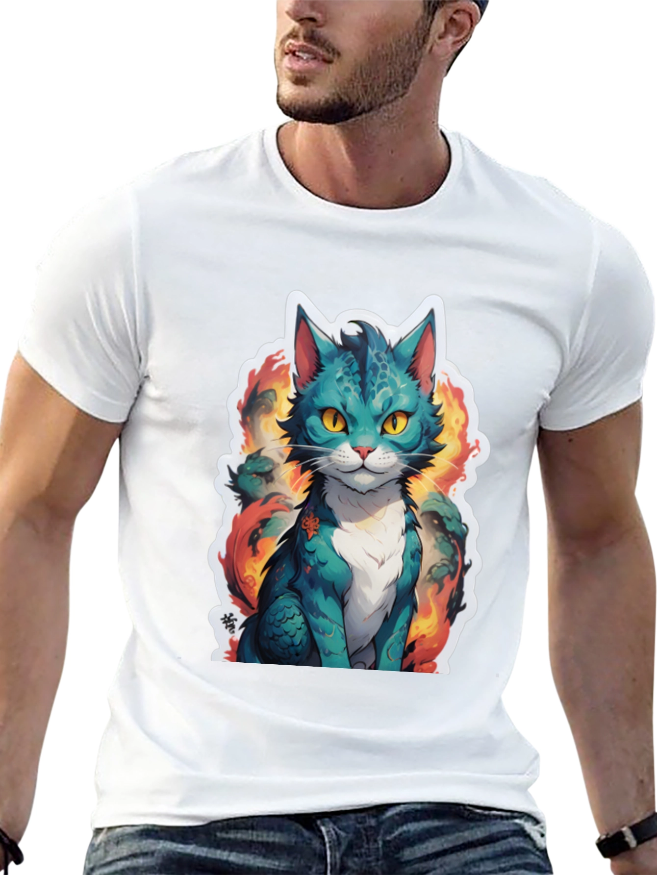 Fiery Feline Tee - Graphic Cat T-Shirt