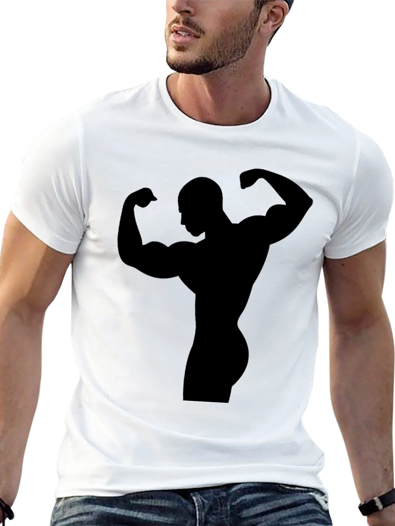 Muscle Man Silhouette Black T-Shirt