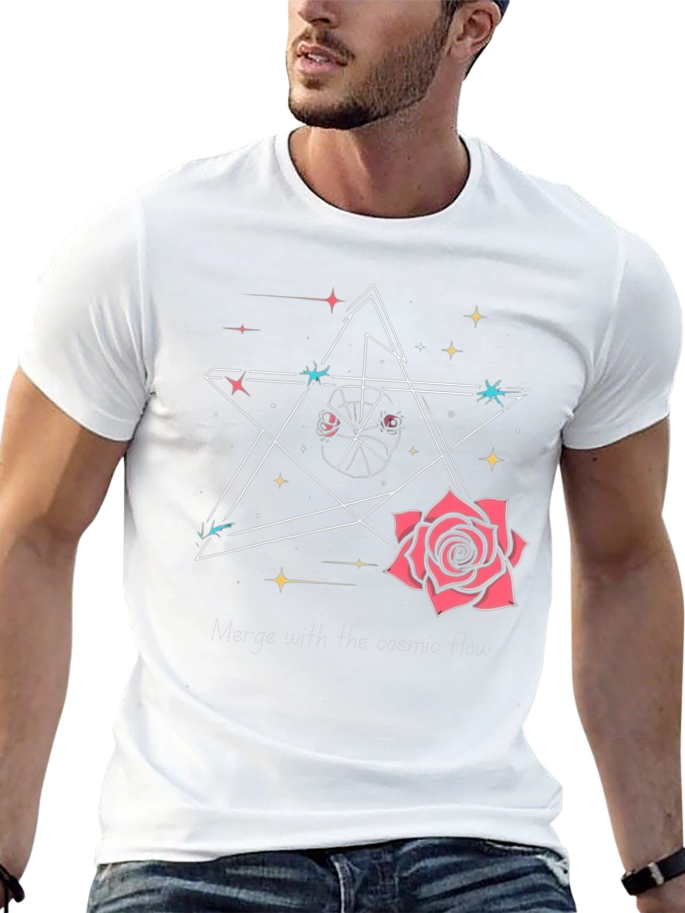 Cosmic Rose Star Black Graphic Tee
