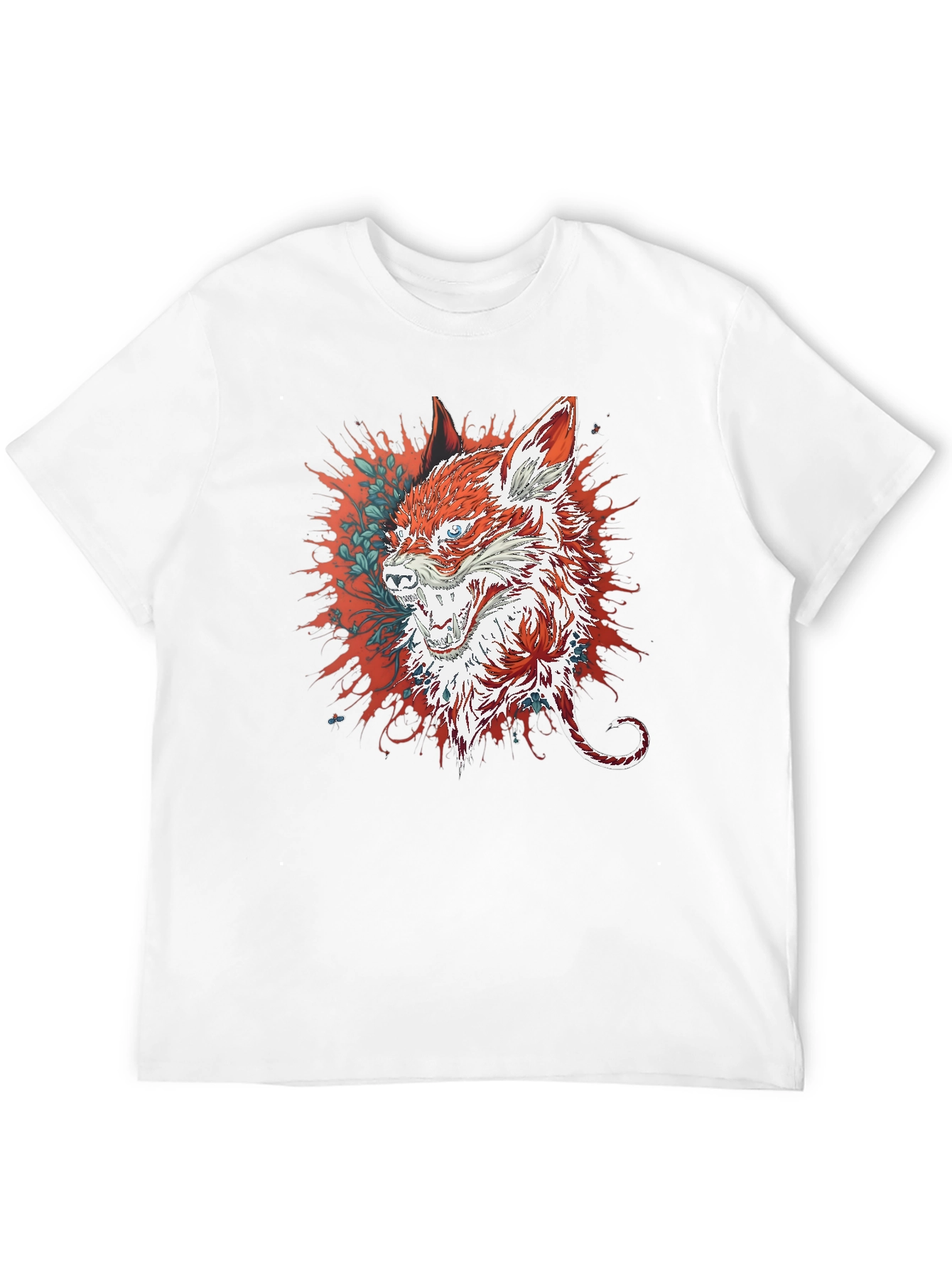 Mens Black T-Shirt with Fox Graphic