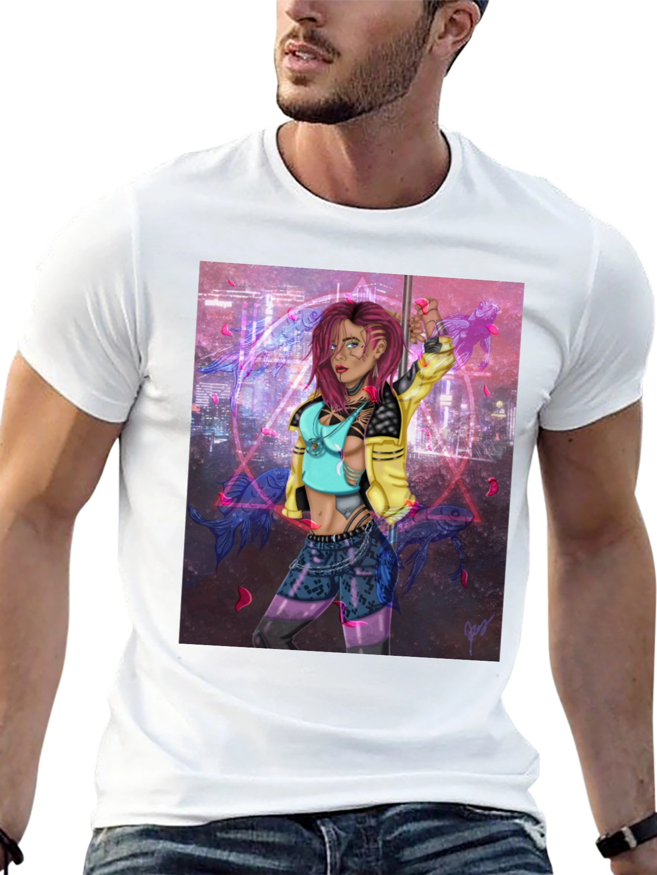 Cyberpunk Girl Graphic Black T-Shirt