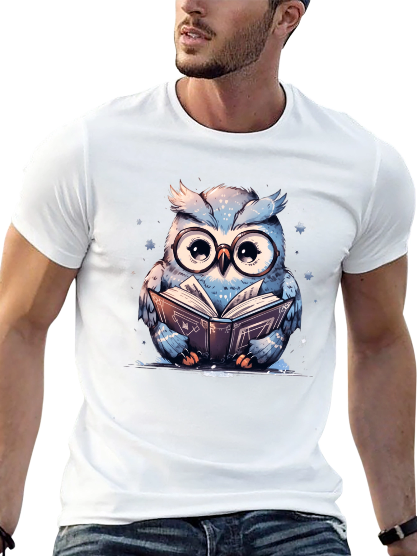 Owl Reading Book T-Shirt - Cute Animal Graphic Tee