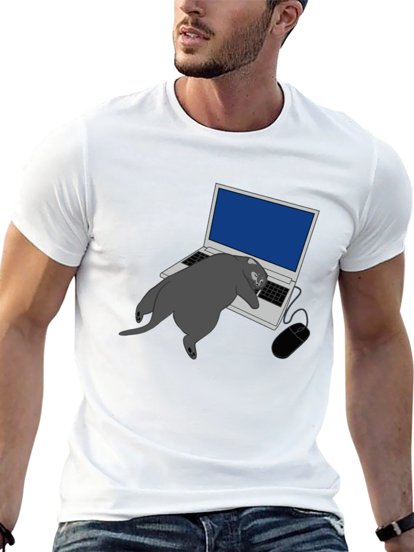 Cat Nap Laptop Graphic Tee