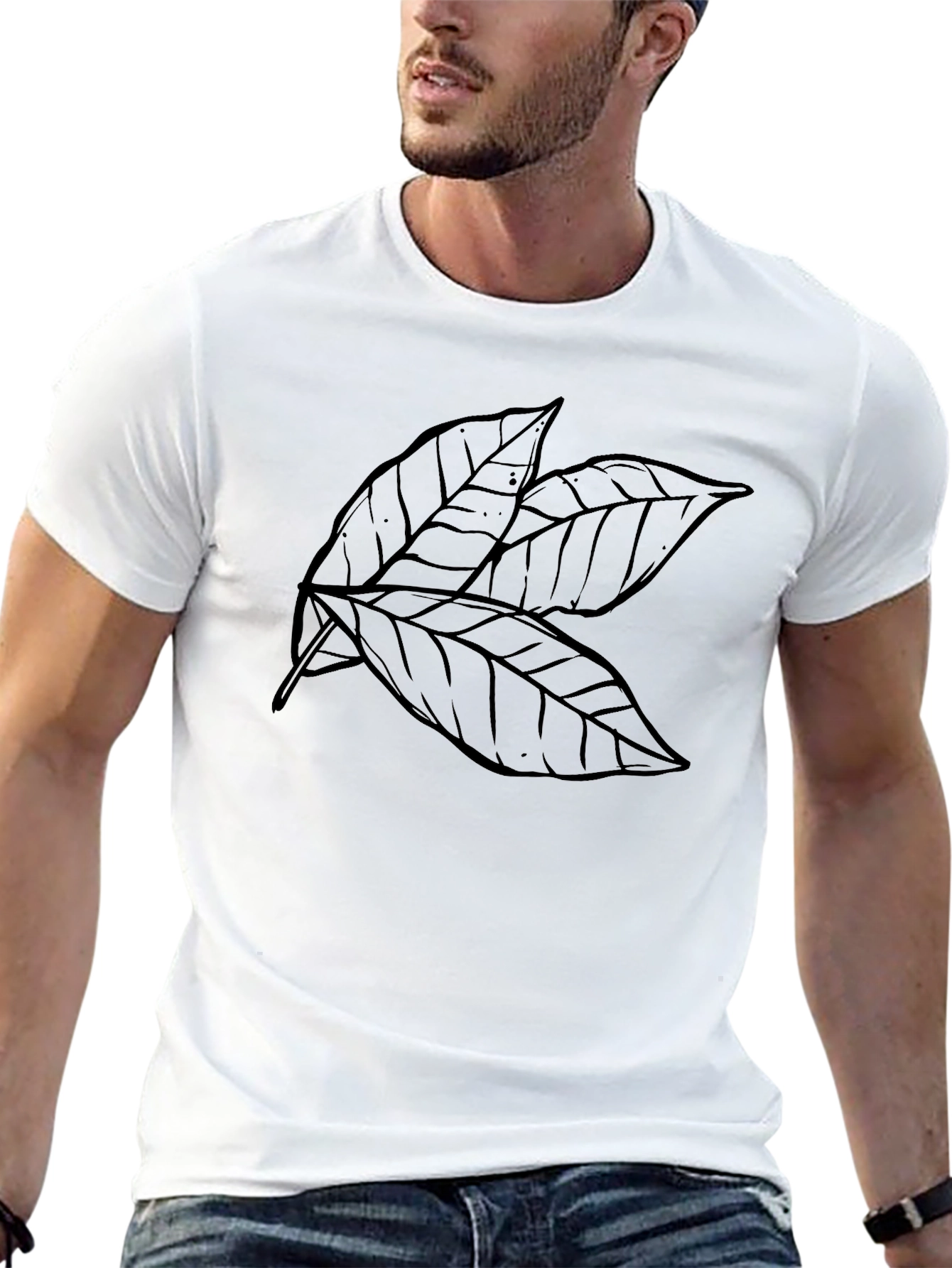 Leaf Print Black T-Shirt | Botanical Graphic Tee