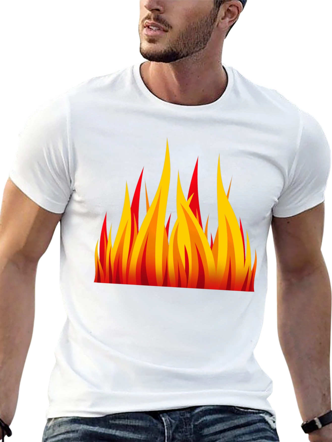 Fiery Flames Graphic Black T-Shirt