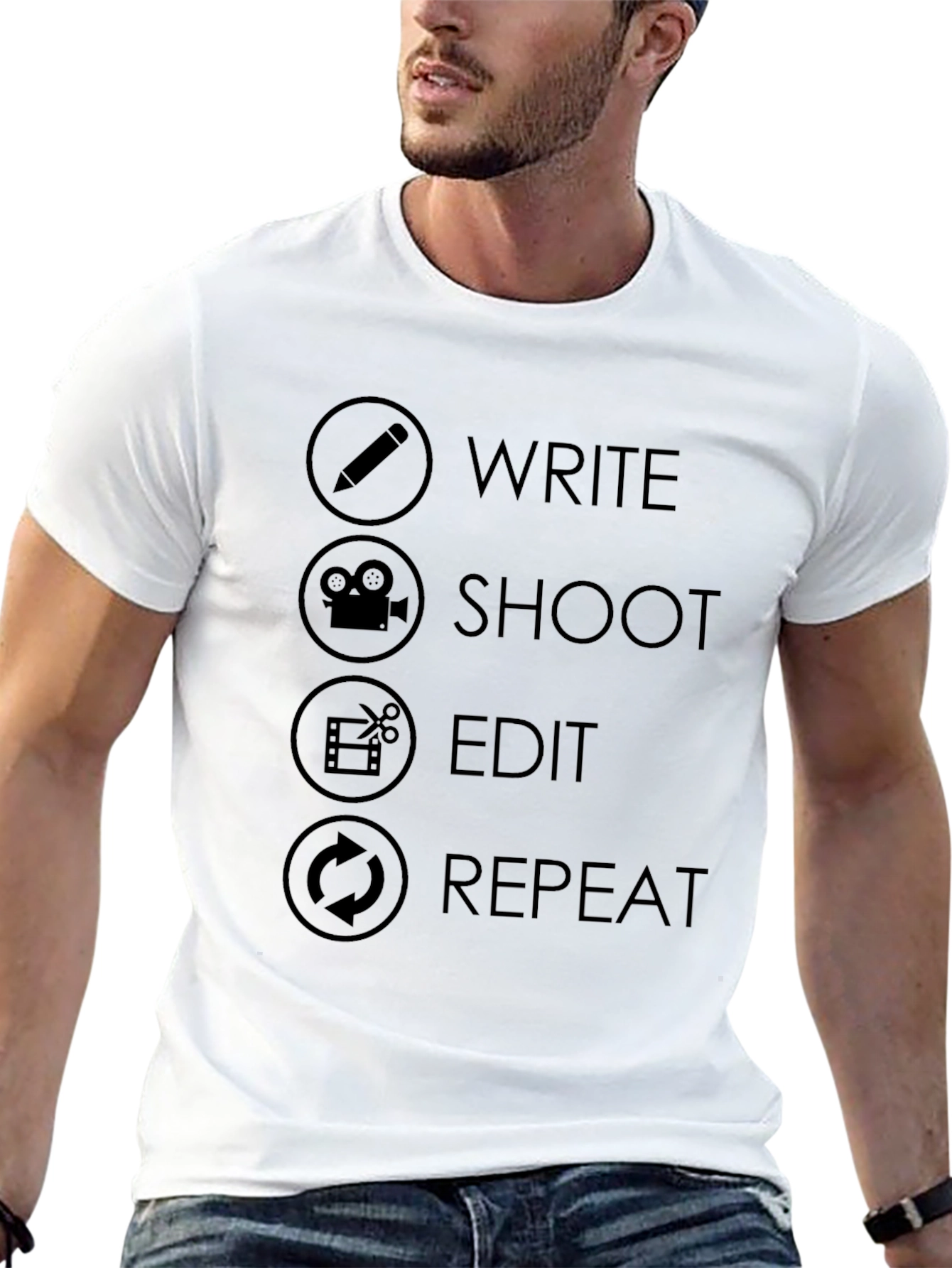 Write Shoot Edit Repeat Graphic Tee