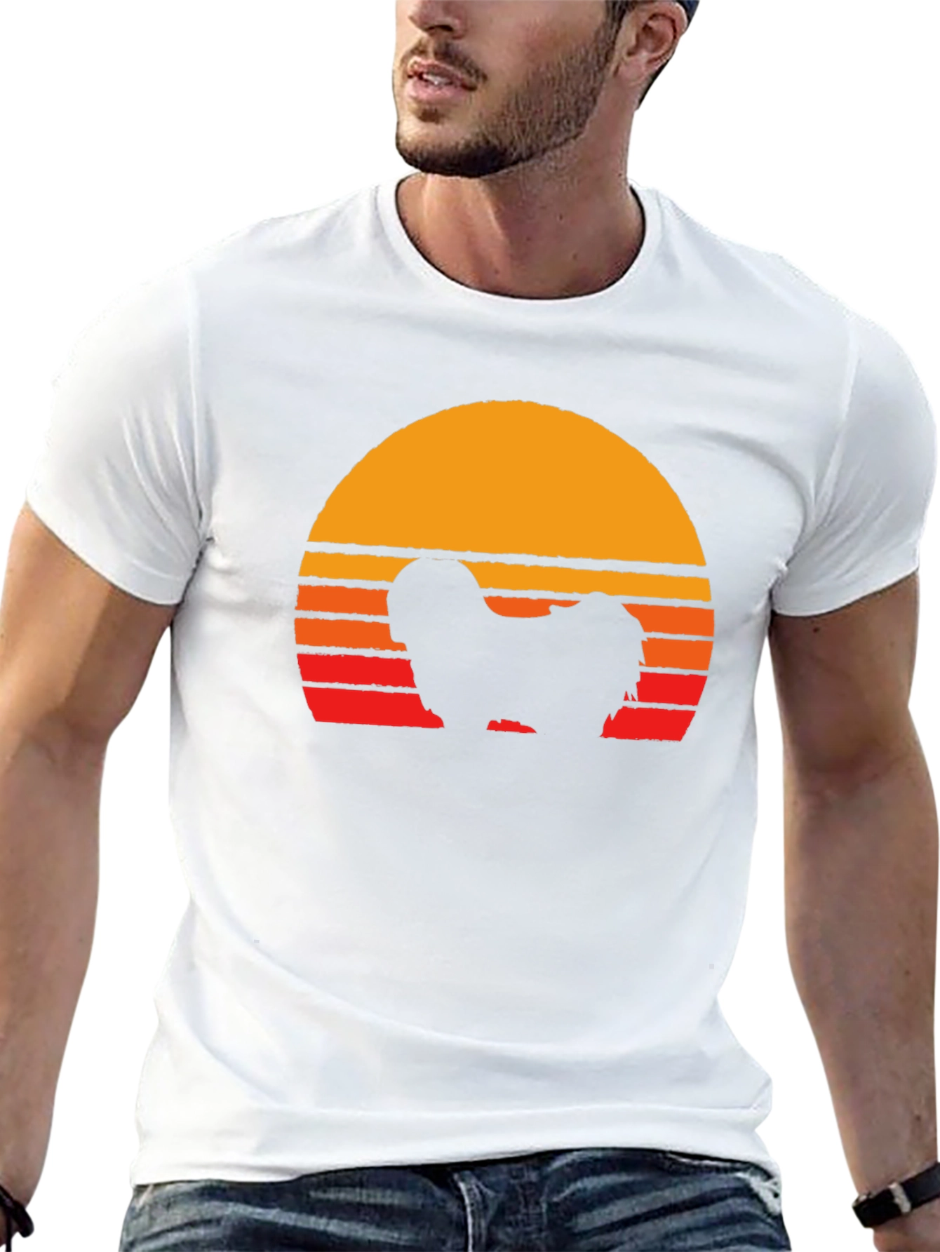 Retro Dog Silhouette T-Shirt - Sunset Graphic Tee
