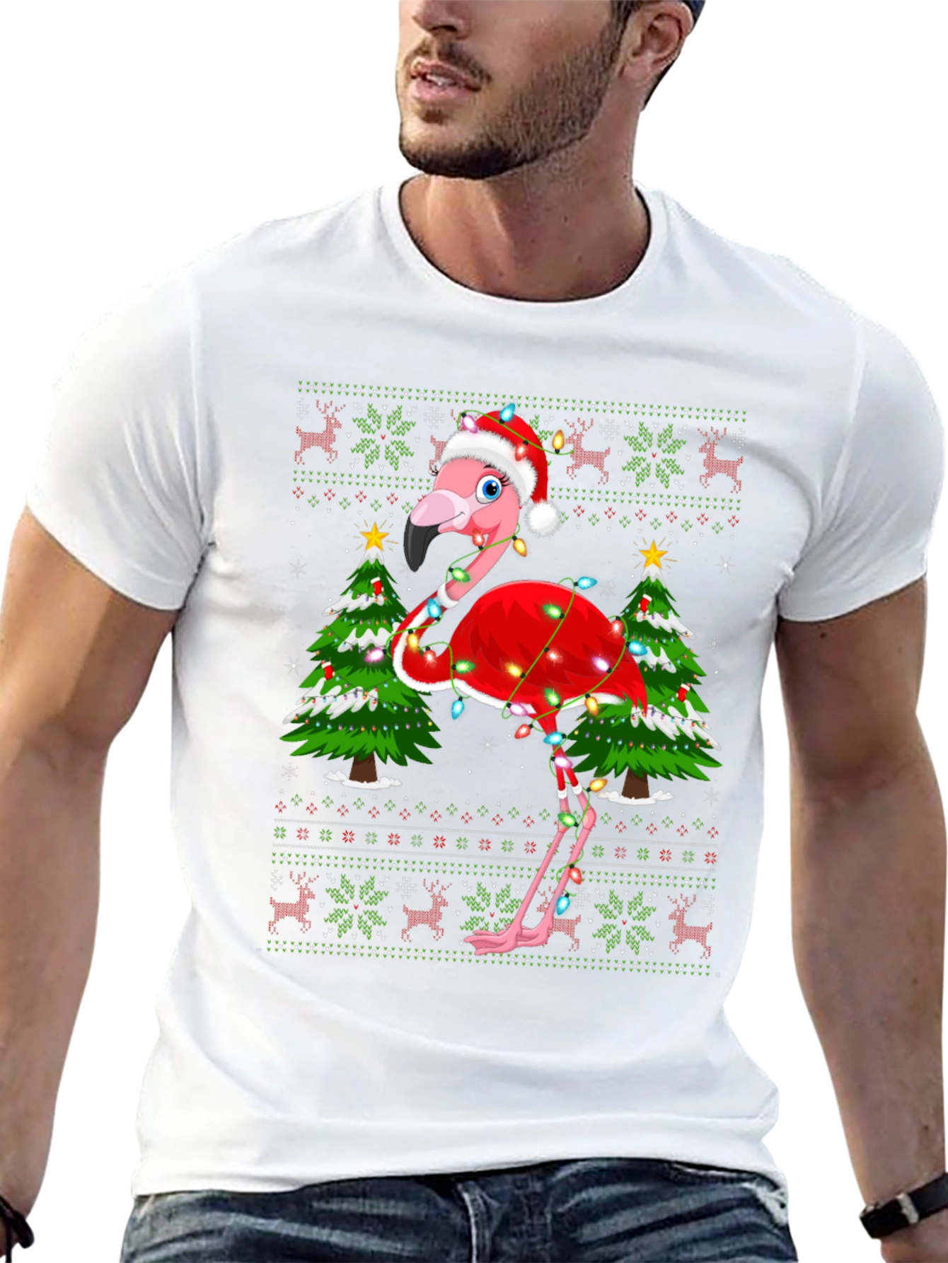 Festive Flamingo Christmas T-Shirt